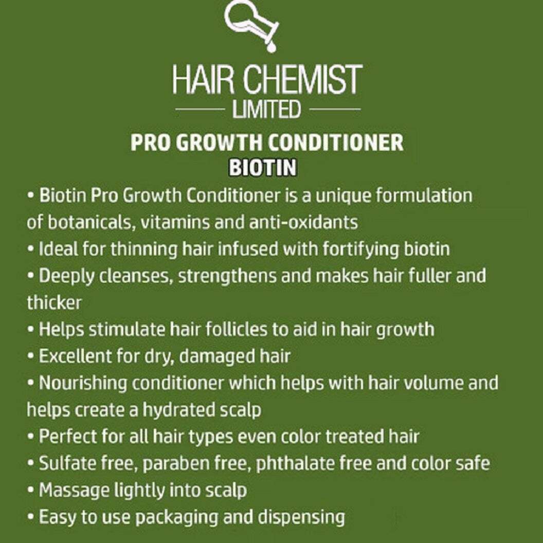Hair Chemist Biotin Pro-Growth Shampoo & Conditioner Set – Includes 33.8oz Shamp