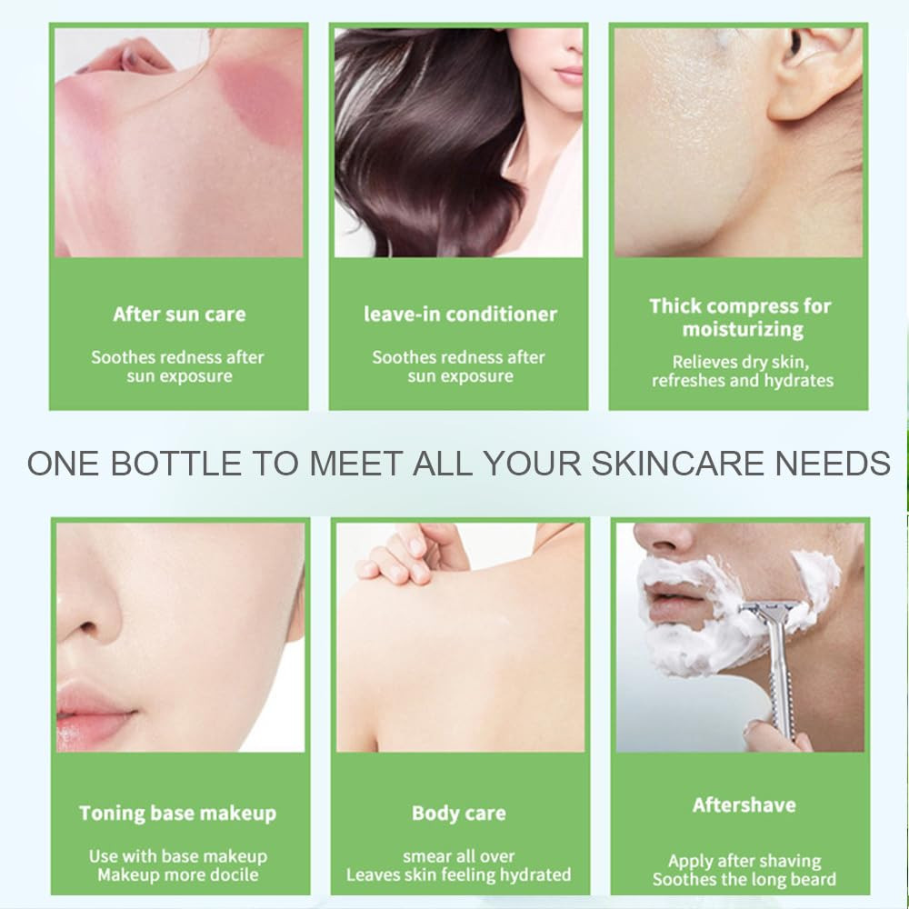 Aloe Vera Gel for Face & Body, Aloe Gel from Freshly Cut Leaves, Fast Absorbing