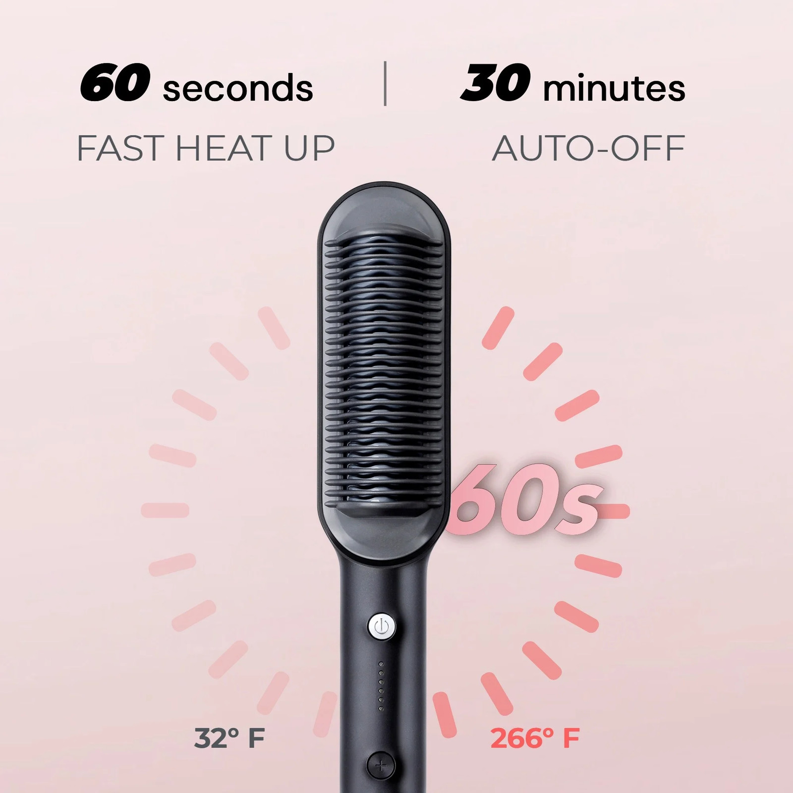 TYMO RING Hair Straightener Brush, Anti-Scald Ceramic Heated Straightening Flat