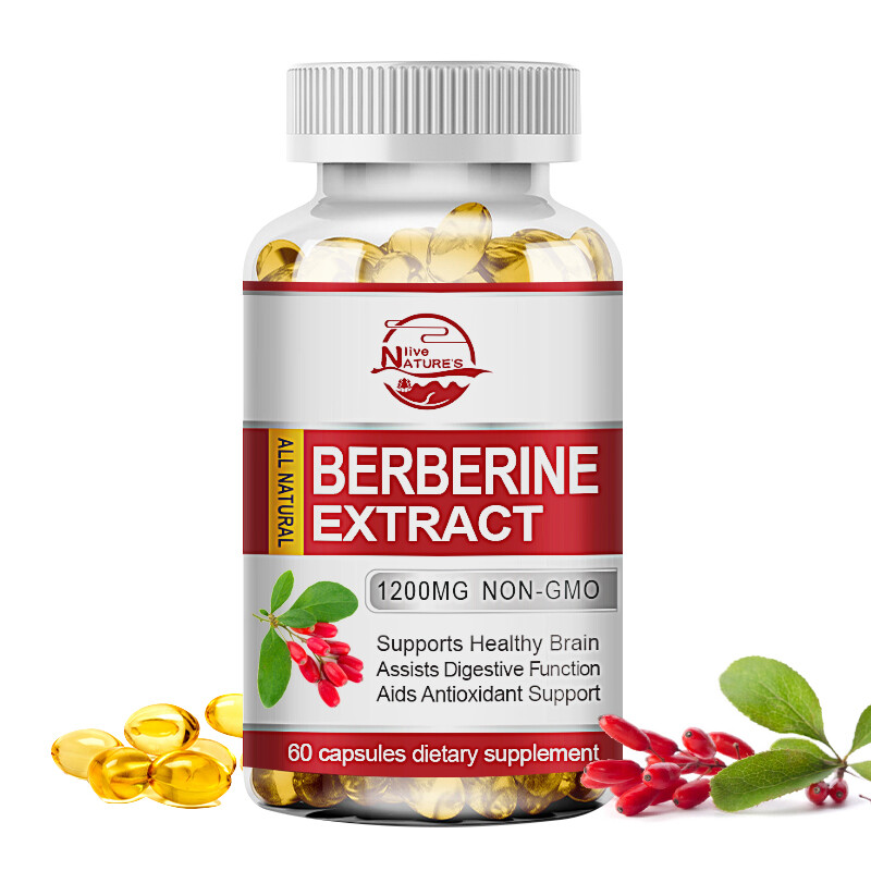 1200mg Berberine HCL Premium Extract Cholesterol, Anti-inflammatory 60 Capsules