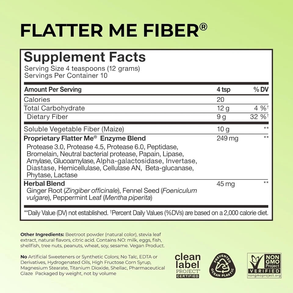 HUM Flatter Me Fiber Booster – Strawberry Lemon 4 oz Free Shipping US