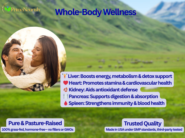 Grass-Fed Pasture-Raised Beef Organ Complex for Energy & Vitality – 180 Capsules
