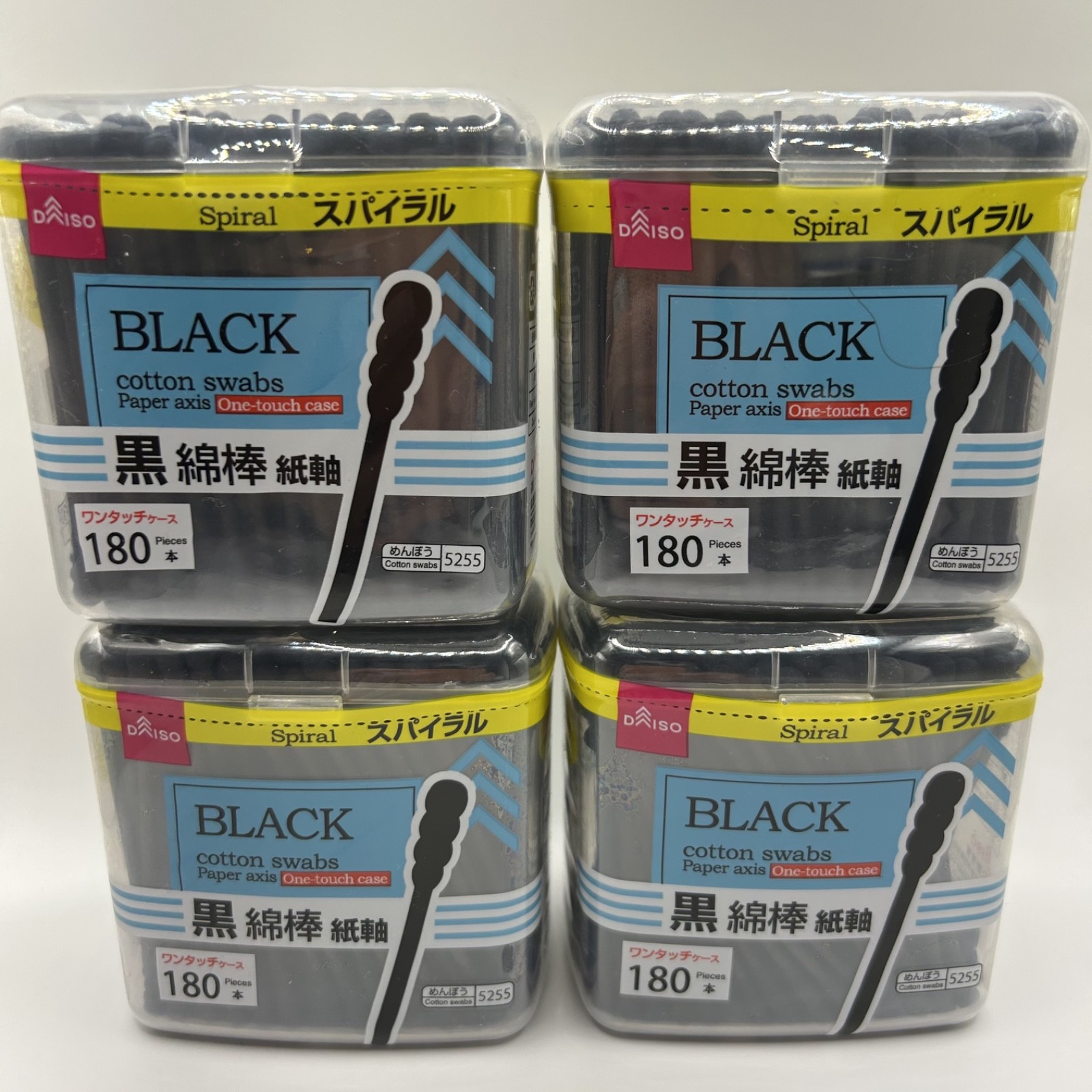 Daiso Spiral cotton swabs Q-tip black 180pcs Set of 4 New Japan
