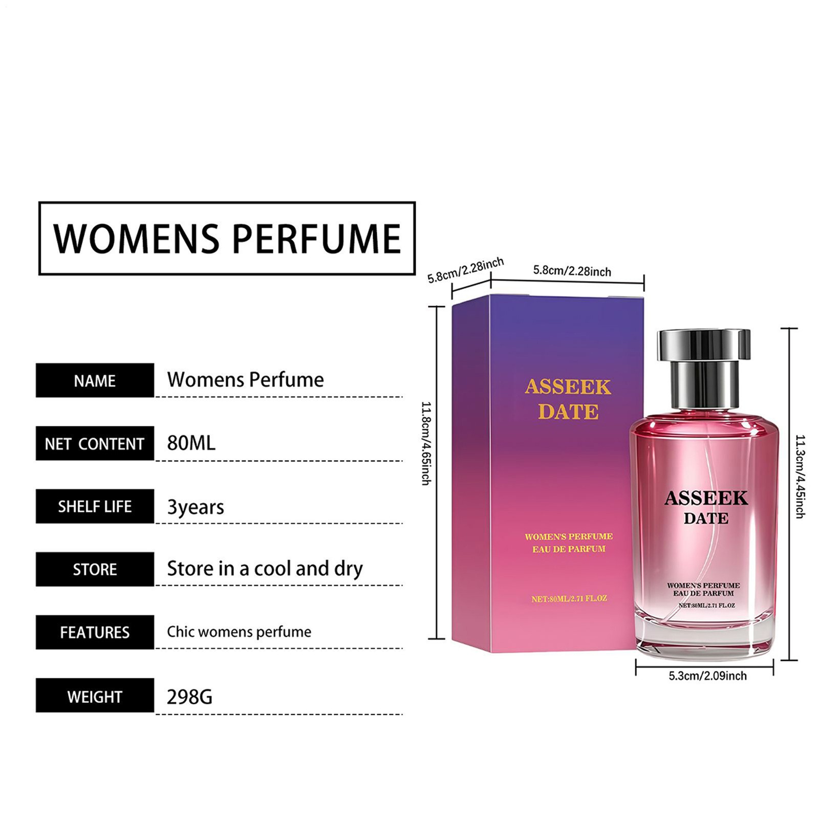 ASSEEK Women’s Perfume 80ml Floral Fruity Long-Lasting Perfume Mist Refreshing