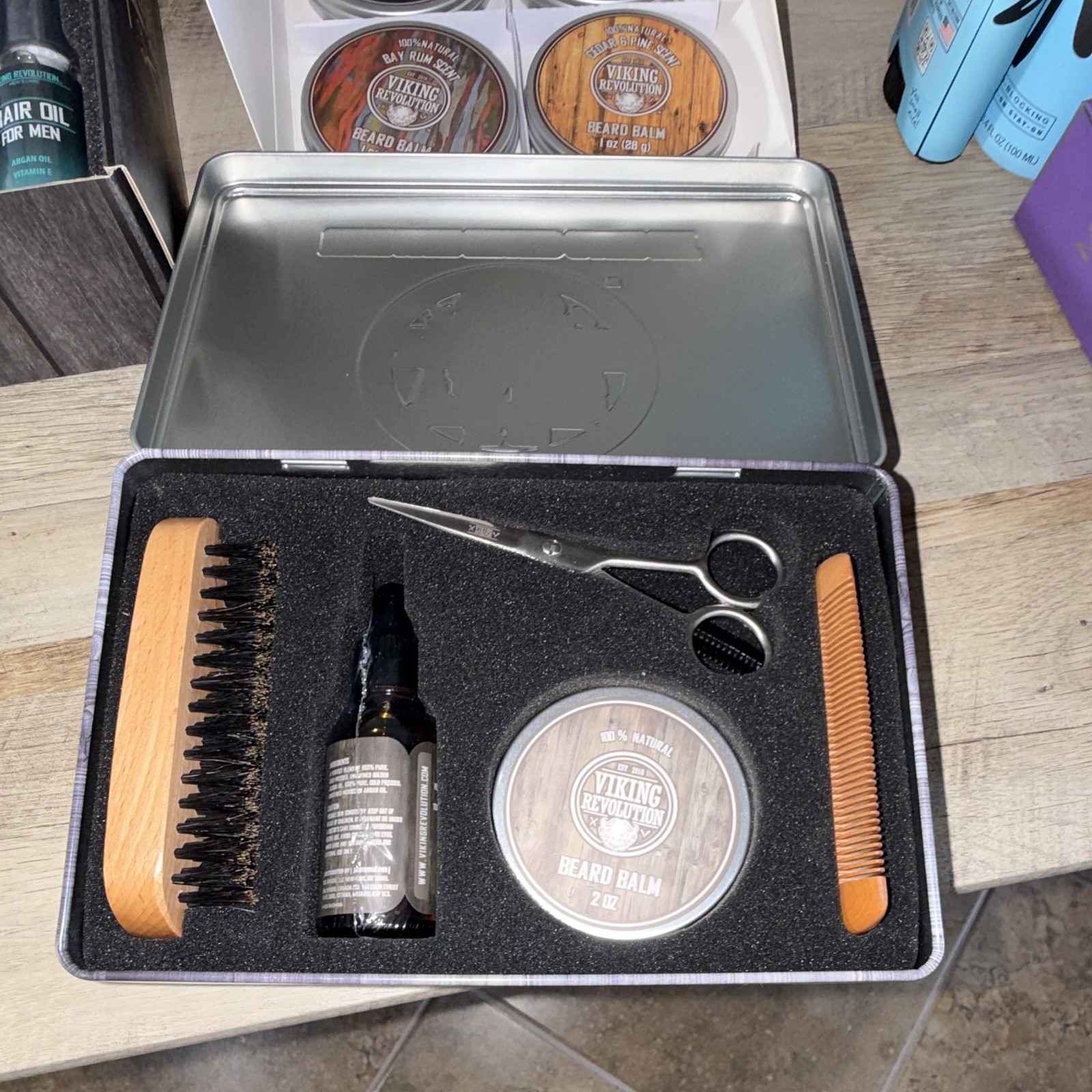 4 Viking Revolution Ultimate Beard Care Kits Balm Oil Brush Comb Scissors