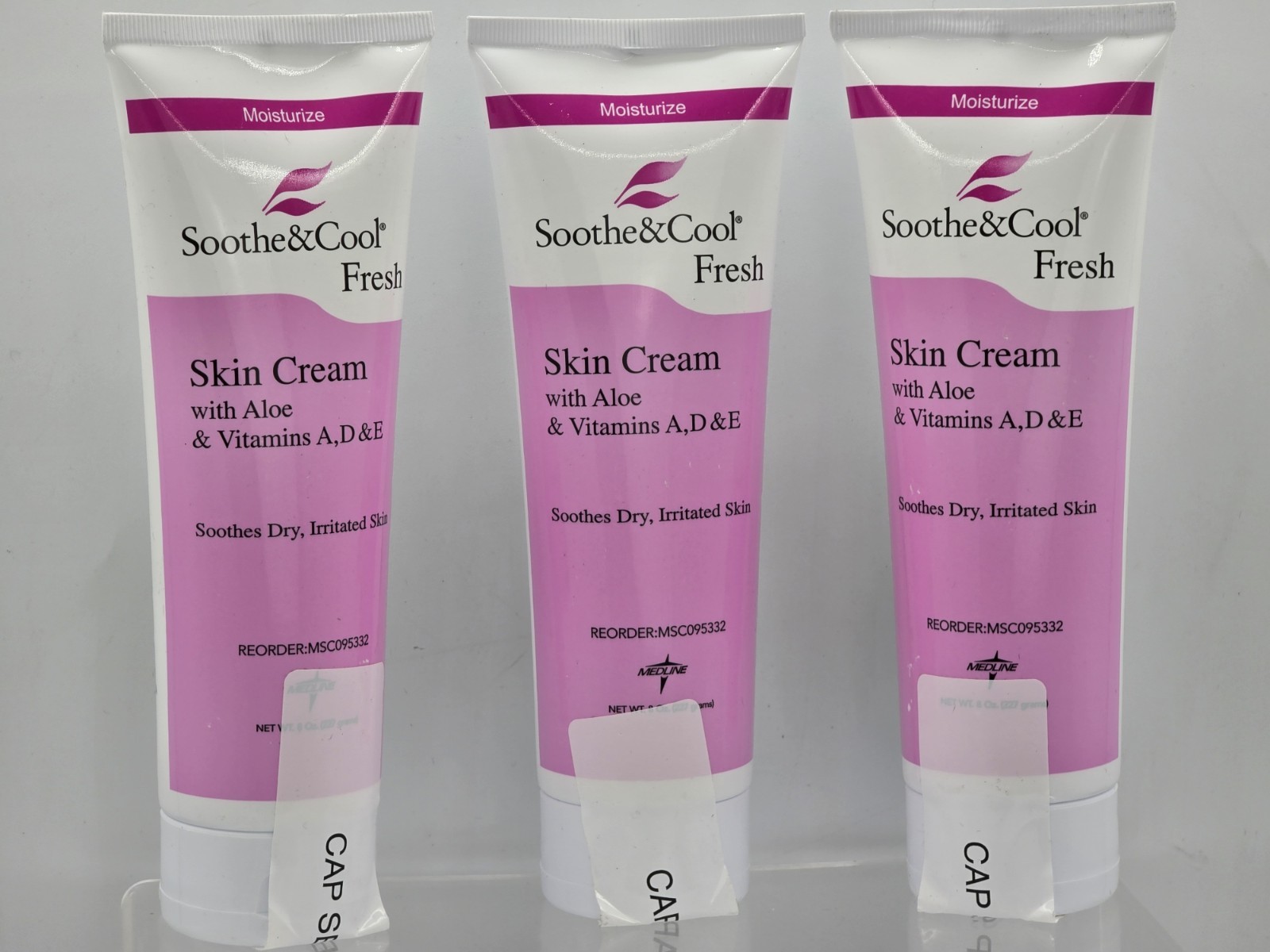 3 Pack Medline Soothe & Cool Fresh Skin Cream 8 oz – Dry Irritated Skin W/Aloe
