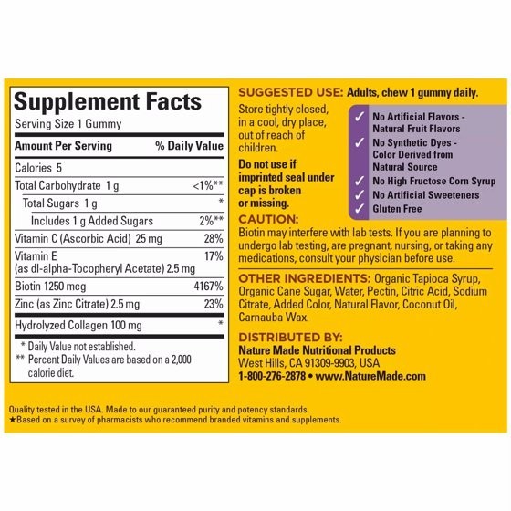 Nature Made Collagen Gummies with C & Zinc 60ct – 1 Pack