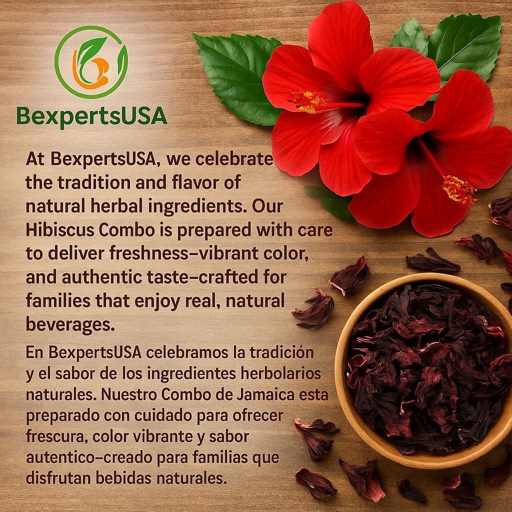 Jamaica (Hibiscus) Tea Combo – 50 Tea Bags (2 g Each) + 4oz Loose Dried Hibiscus
