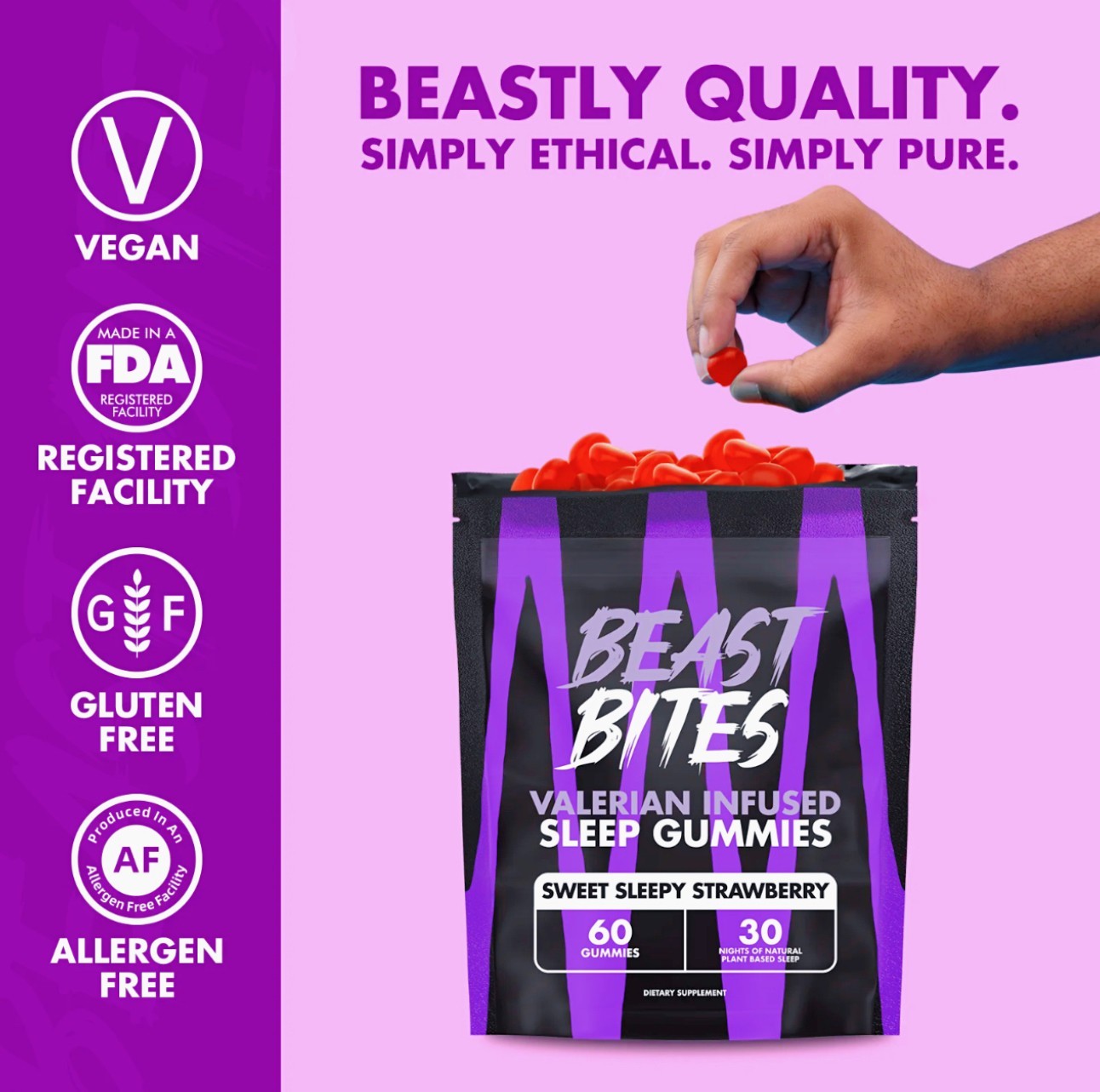 Valerian Infused Sleep and Nighttime Recovery Gummies – Beast Bites