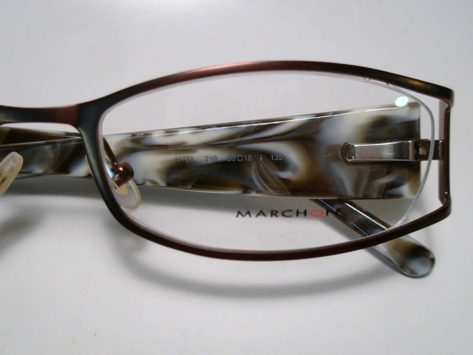 New Ladies MARCHON «M721» Cord Rimless Eyeglasses Frame Brown 53-18 M-L List$160