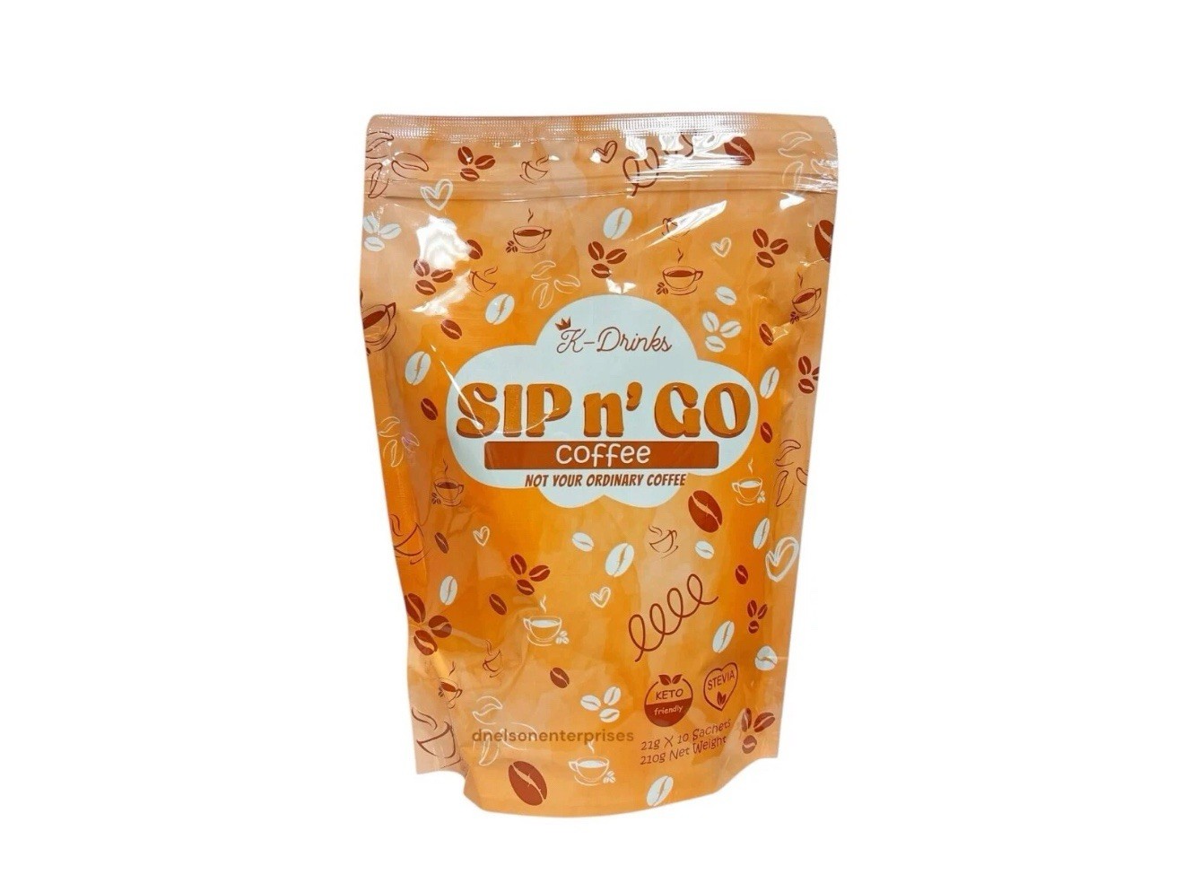 K-Drinks Sip N’ GO Coffee Keto Instant Mix w/ Stevia 22g x 10 Sachets,