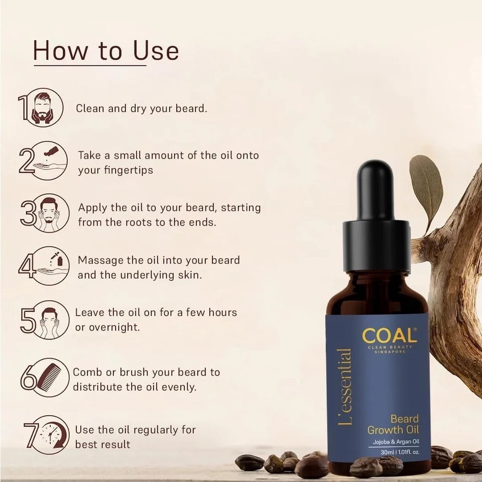 Coal Clean Beauty Beard Growth Oil For All Skin Types 30ml