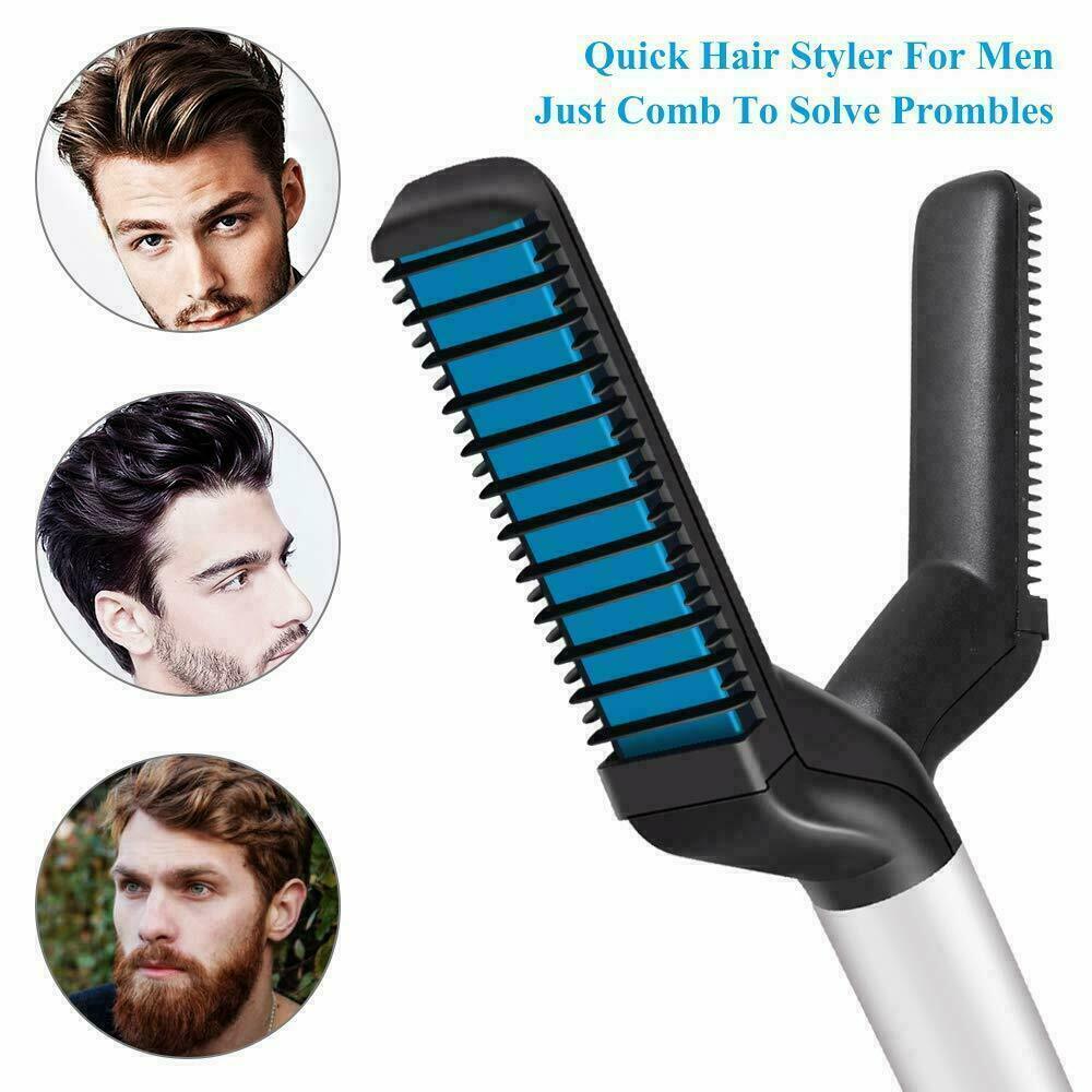 Quick Beard Straightener Multifunctional Hair Comb Curling Curler Show Cap Mens