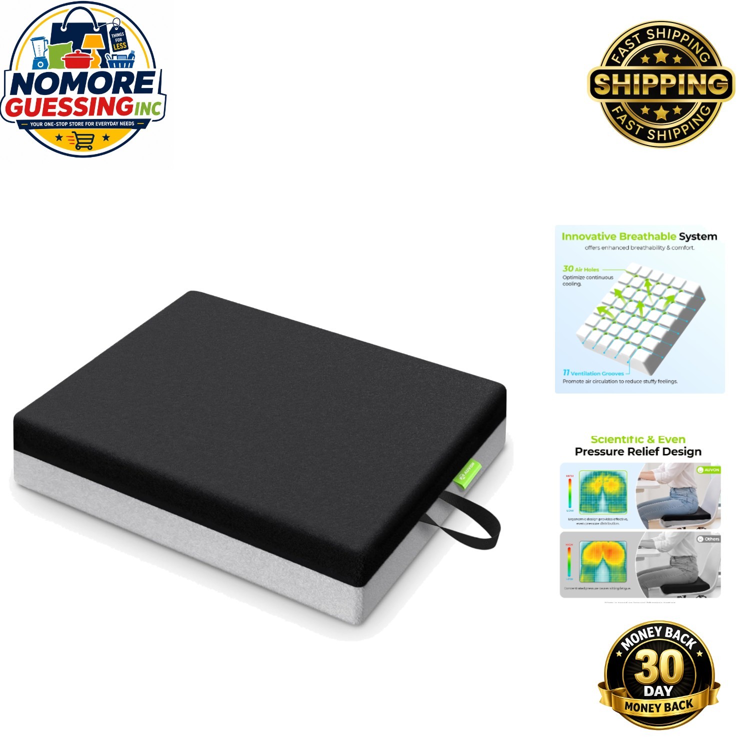 Ventilated Memory Foam Seat Cushion – Anti-Bedsore & Waterproof Comfort 18»x…