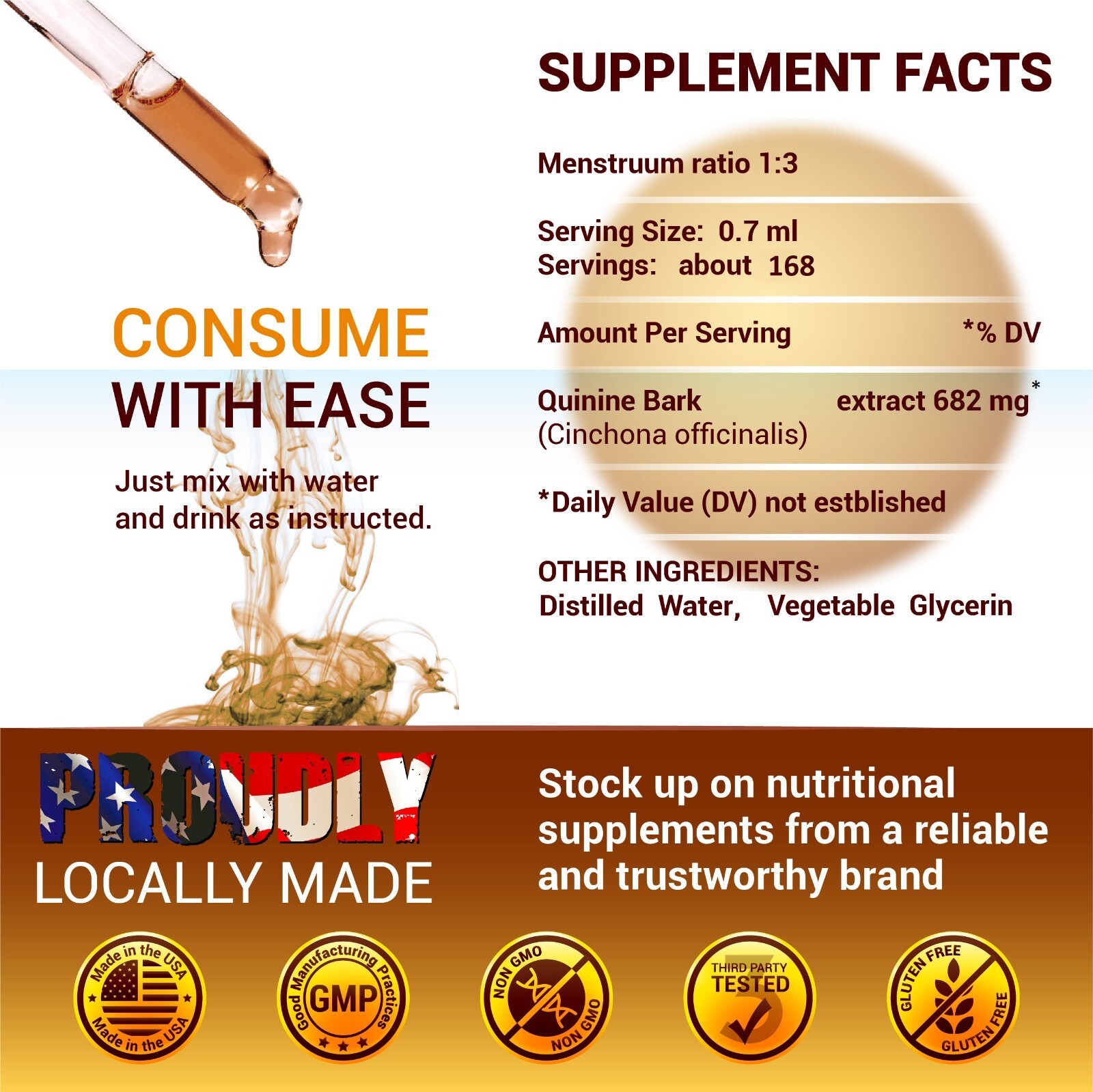 Quinine Tincture 4oz Extract Immune System Support Cinchona Bark Liquid