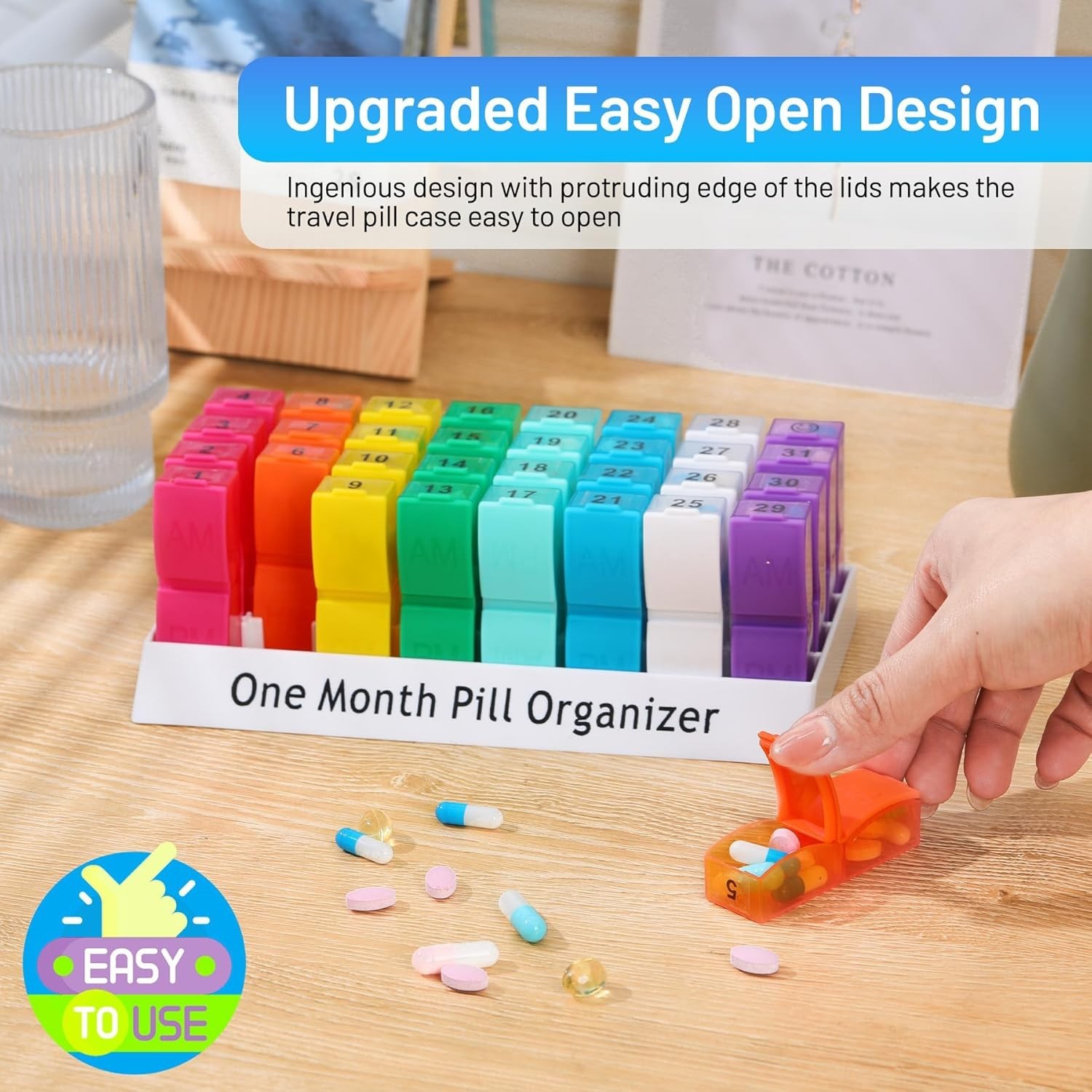 Monthly Pill Organizer 2 Times A Day, One Month Pill Box Am Pm, 30 Day