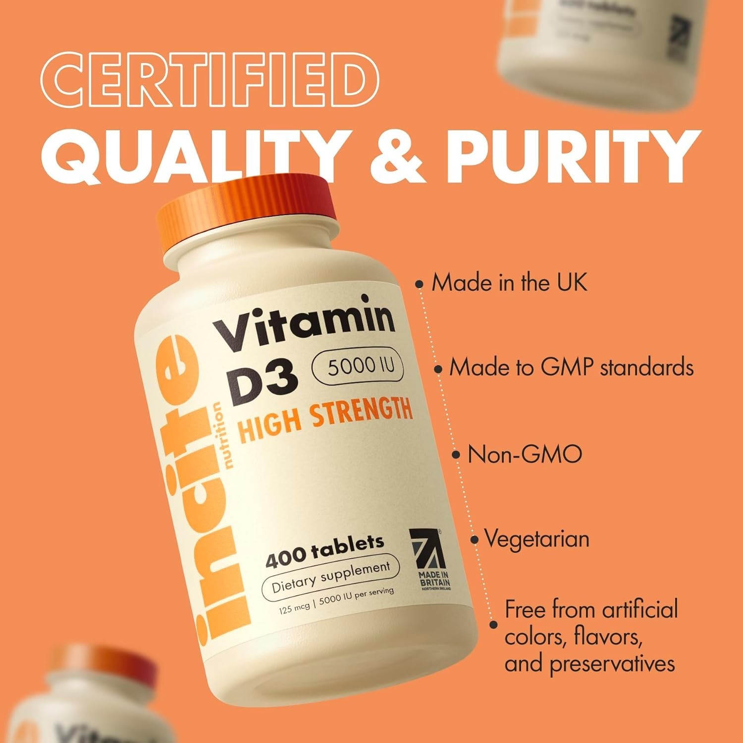 Vitamin D3 5000Iu VIT D3- 400 Easy Swallow Micro Tablets, High Strength US Stock