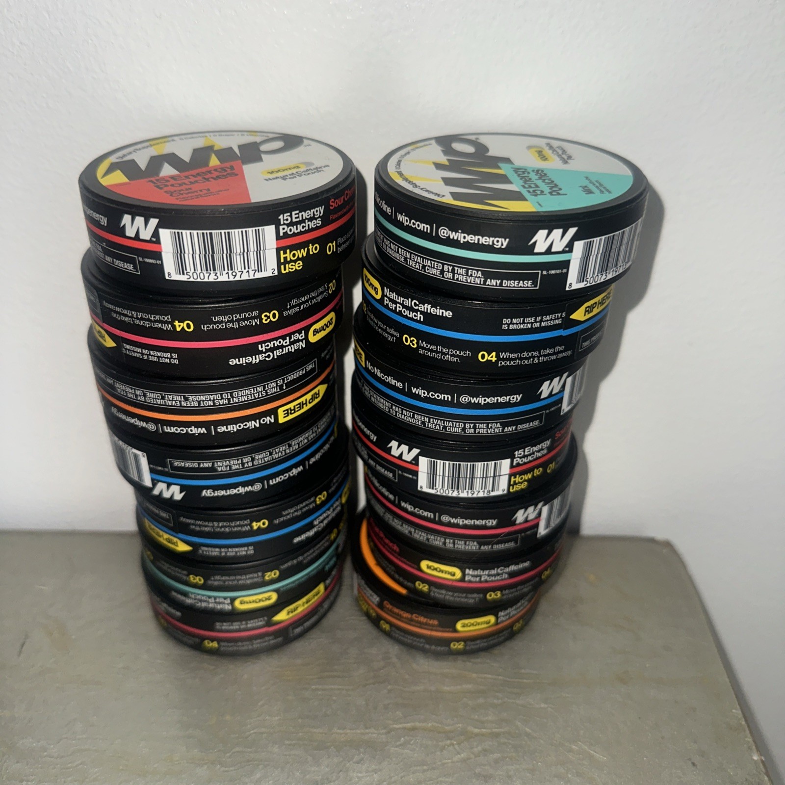 Wip Energy Flavored Caffeine Pouches Lot Of 14 Variety Pack