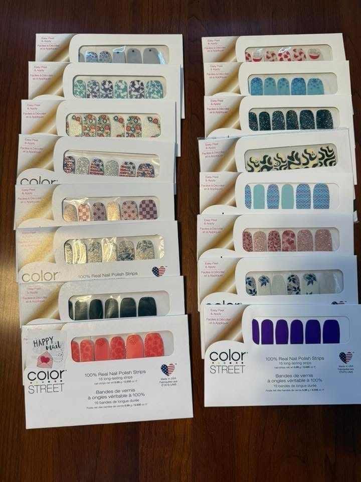 16 Color Street Nail Polish Strips Lot, Multicolor Glitter Assorted Designs