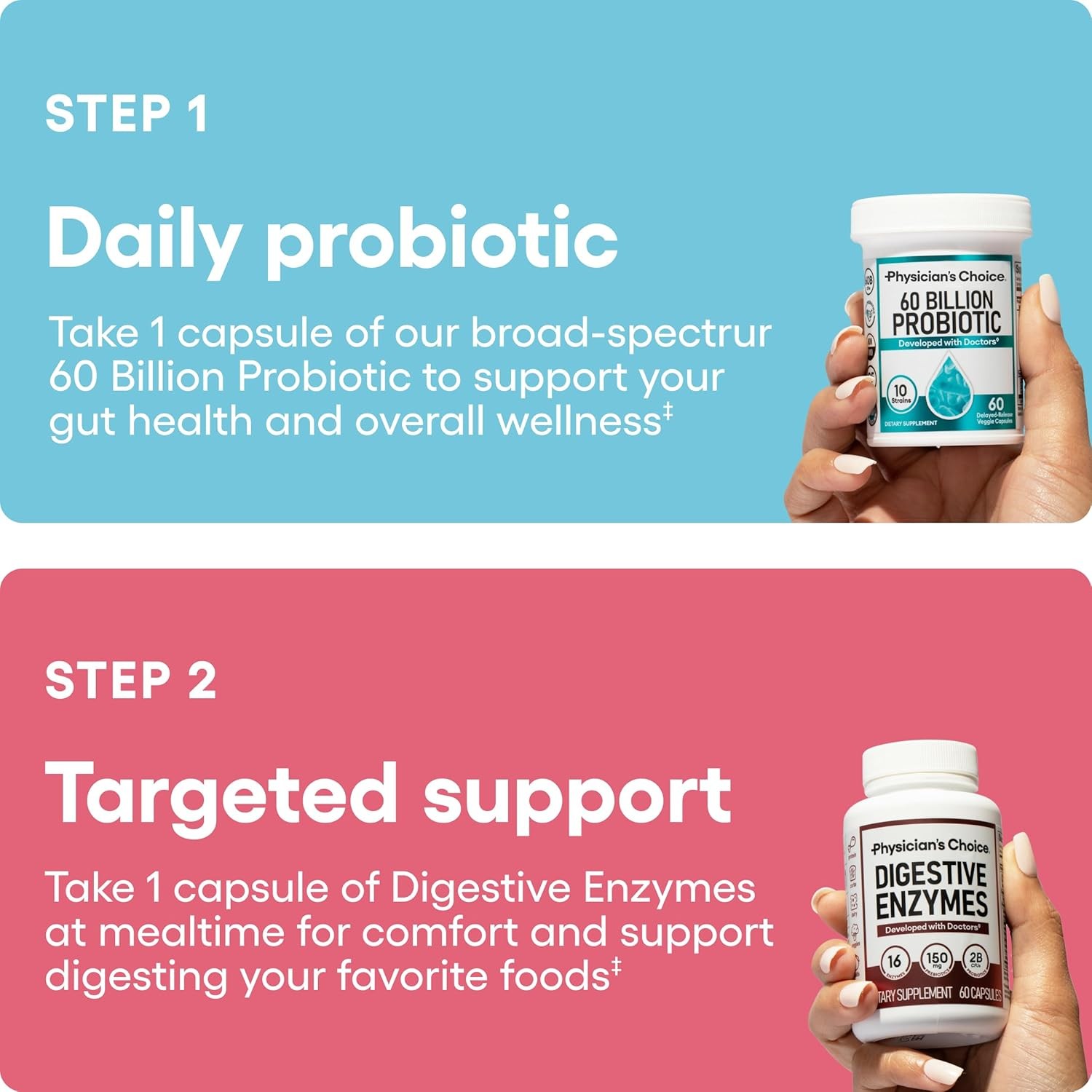 Physician’s CHOICE Advanced Gut Health Bundle: 60 Billion Probiotics 30ct +