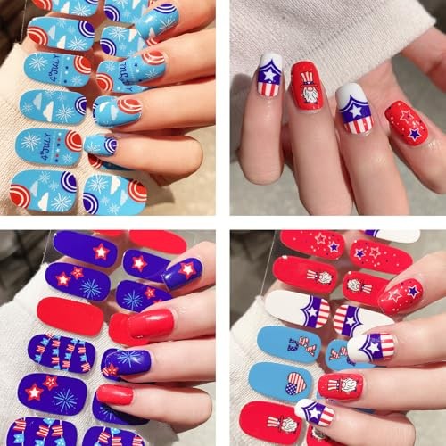Self-Adhesive Nail Stickers for July 4th – Independence Day – 6 Sheets