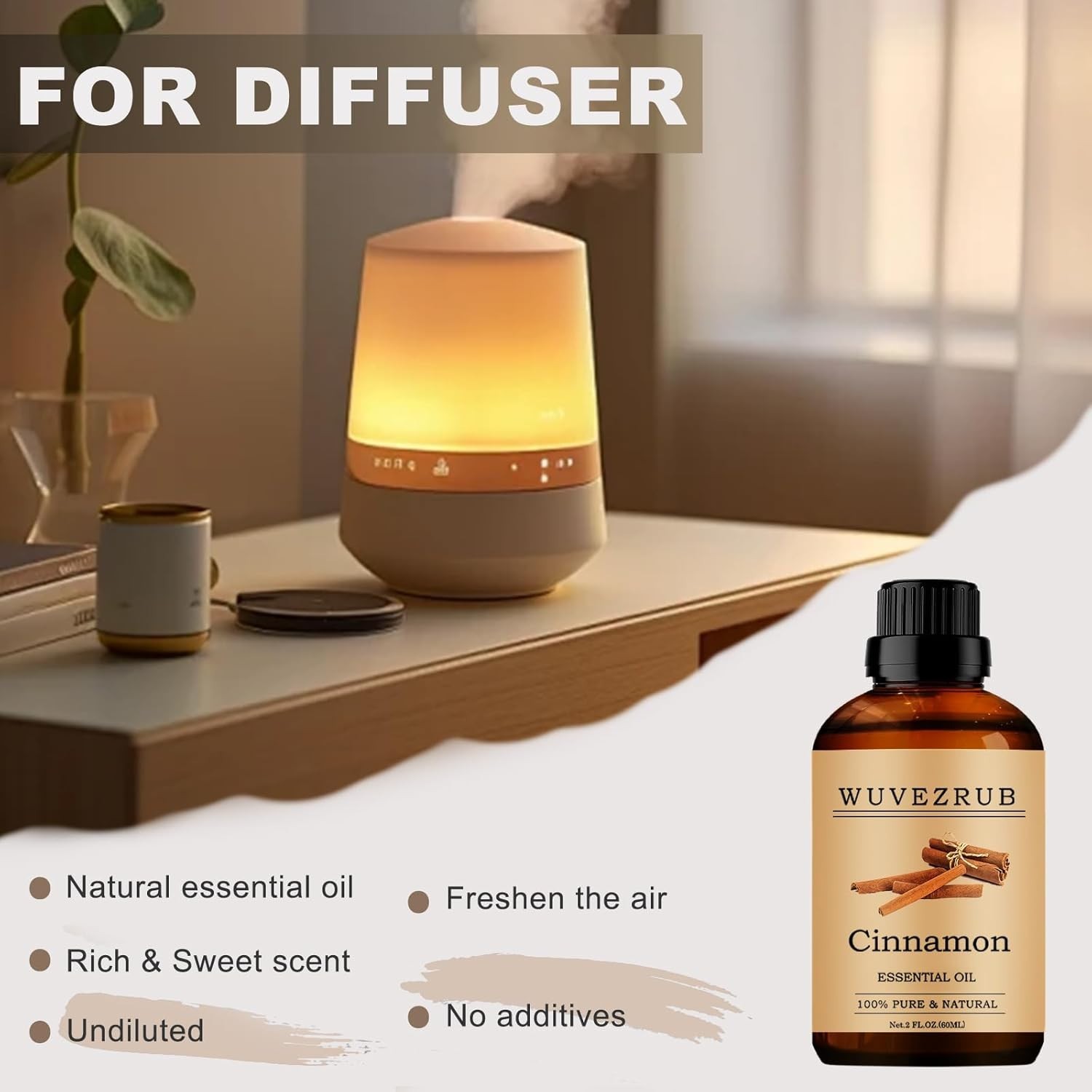 100% Pure Cinnamon Essential Oil 60ML – Ideal for Diffuser and DIY Projects