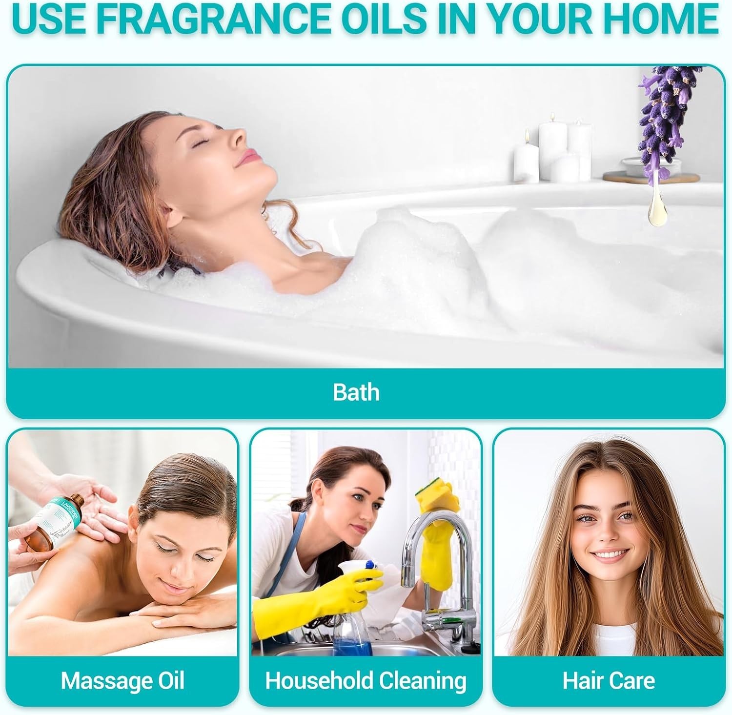 Lavender Essential Oil 3.38 fl oz (100ml), Lavender Oil for Home & Daily Use, fo
