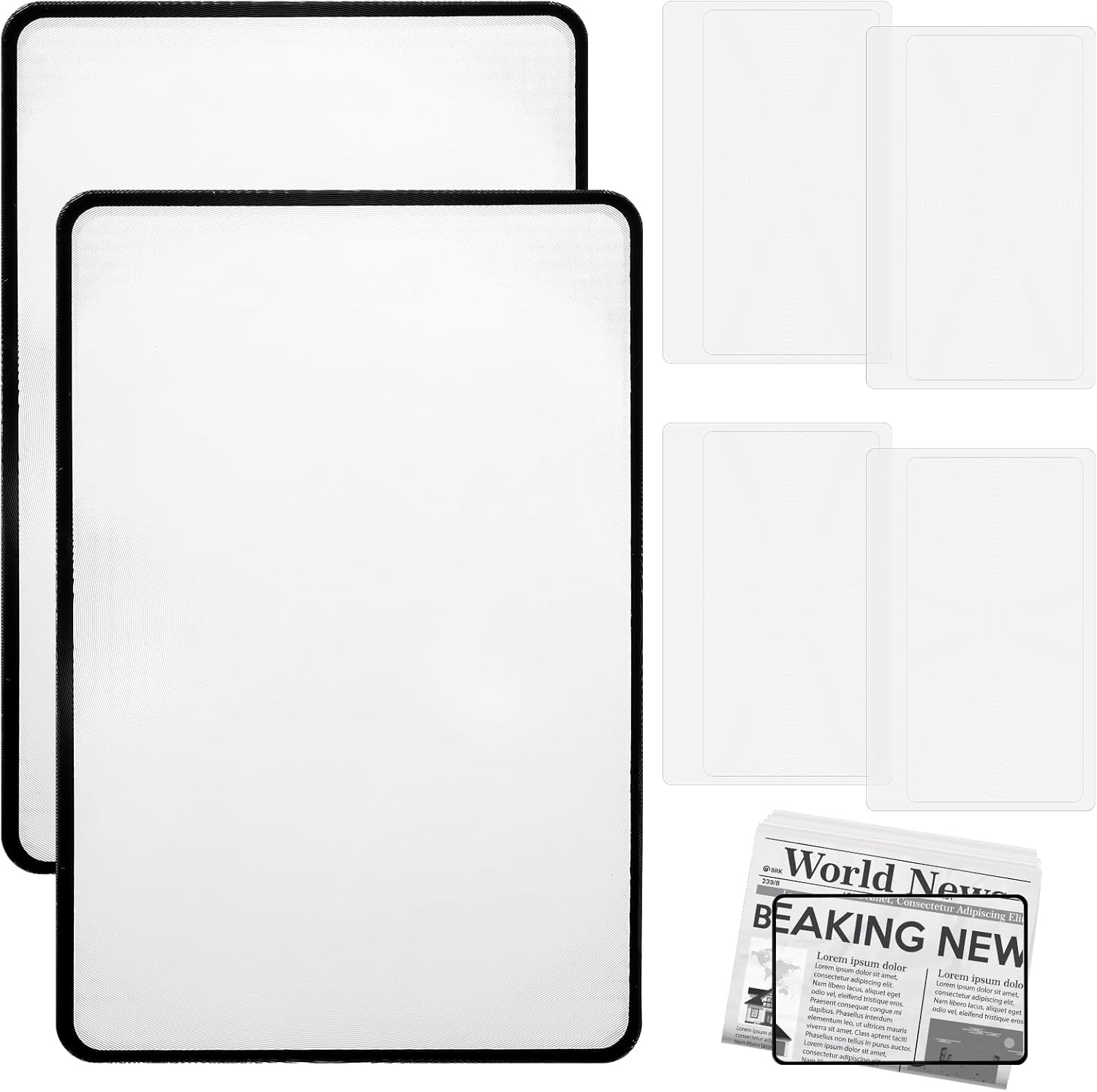 6 PCS Magnifying Sheets 5X 3X, Full Page Magnifier for Reading, Flat Plastic