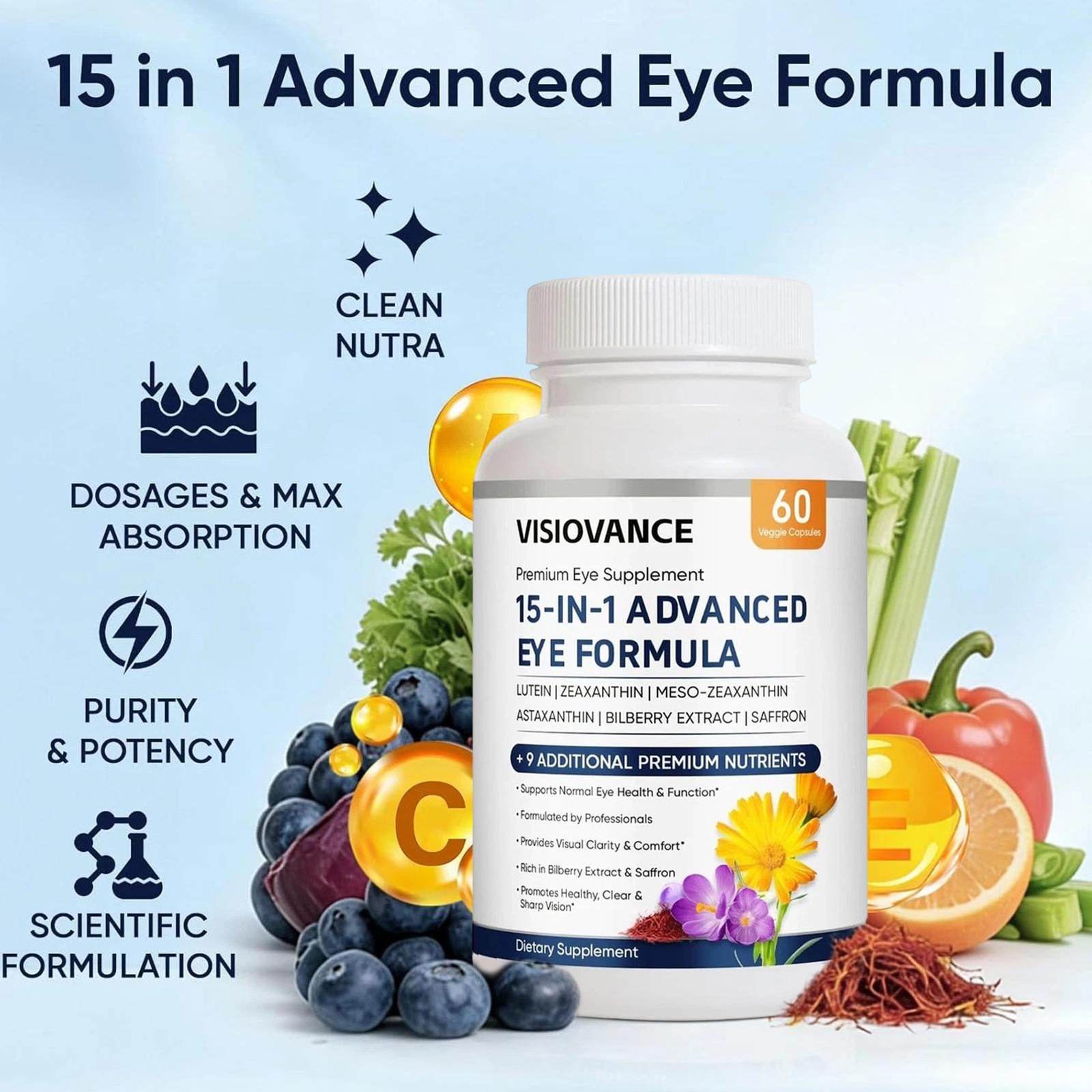 VisioVance 15 in 1 Advanced Eye Formula – Neurobella Eye Formula 60 Capsules