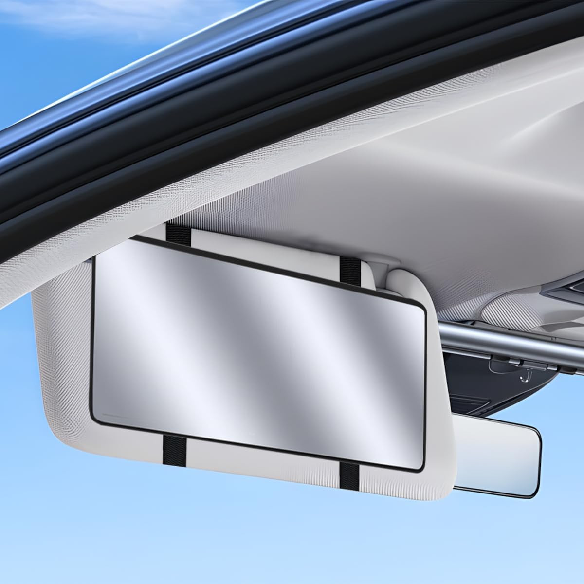 Car Sun Visor Vanity Mirror, Vehicle Sun-Shading Cosmetic Makeup Mirror with Str