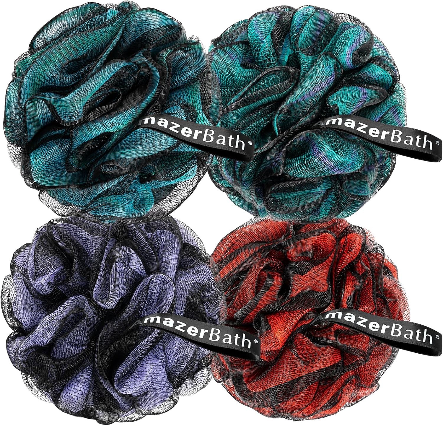 Charcoal Loofah Sponge, Shower Loofah 60G/Pcs – Body Scrubber Loofa Set of 4 – C