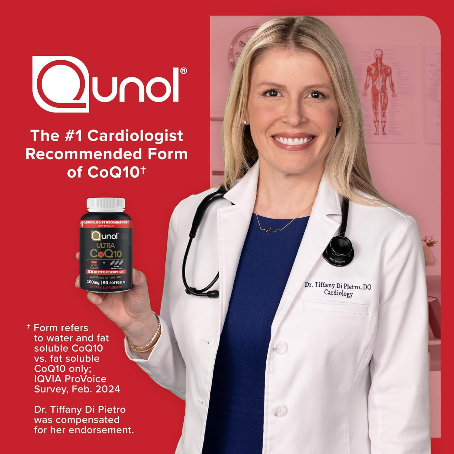 Qunol Ultra Coq10 100Mg, 3X Better Absorption, Patented Water and Fat Soluble Na