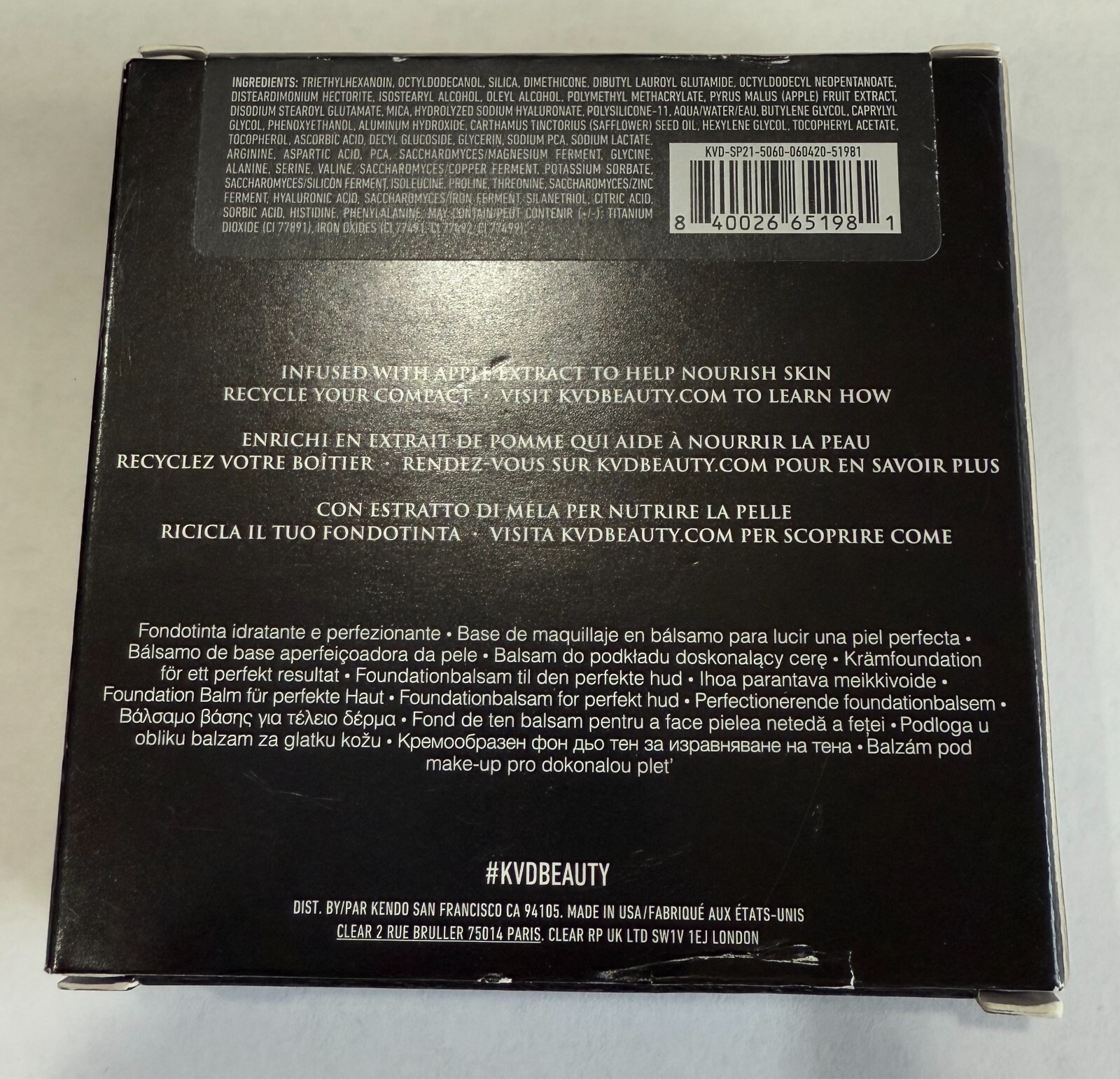 Kat Von D KVD Good Apple Skin-Perfecting Foundation Balm – Light 021 0.35 fl oz