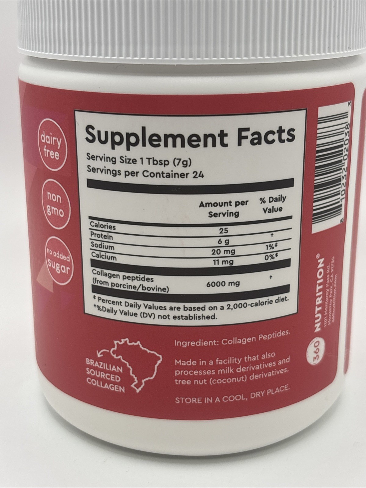 Non GMO Pure Collagen 6,000 MG. 6 Oz. 360 Nutrition Exp: 11/2030