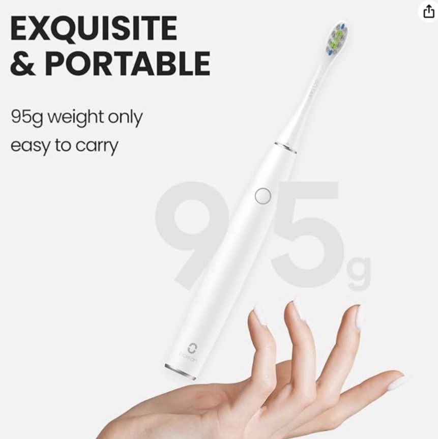 Oclean Wireless Portable Hand Held Electric Tooth Brush W/1 Brush Head White