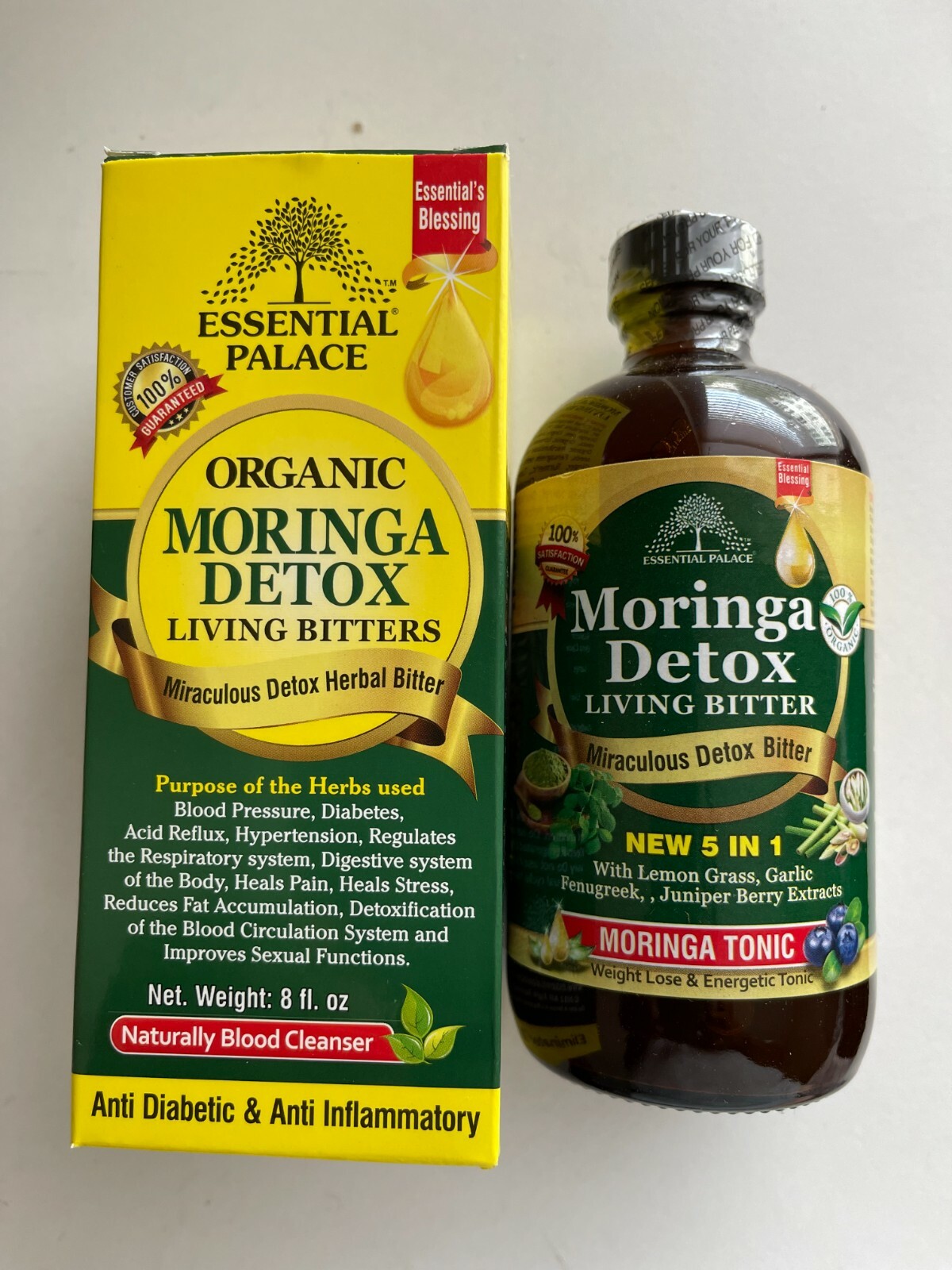 Essential Palace Organic Moringa Detox Living Bitter «Weight Lose Tonic» – 8oz