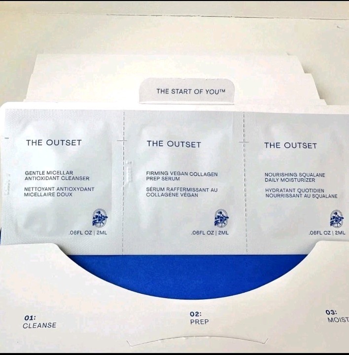 The Outset Daily Essentials Regimen 3pc Sampler LOT OF 5, .06oz x15, 0.9oz TOTAL
