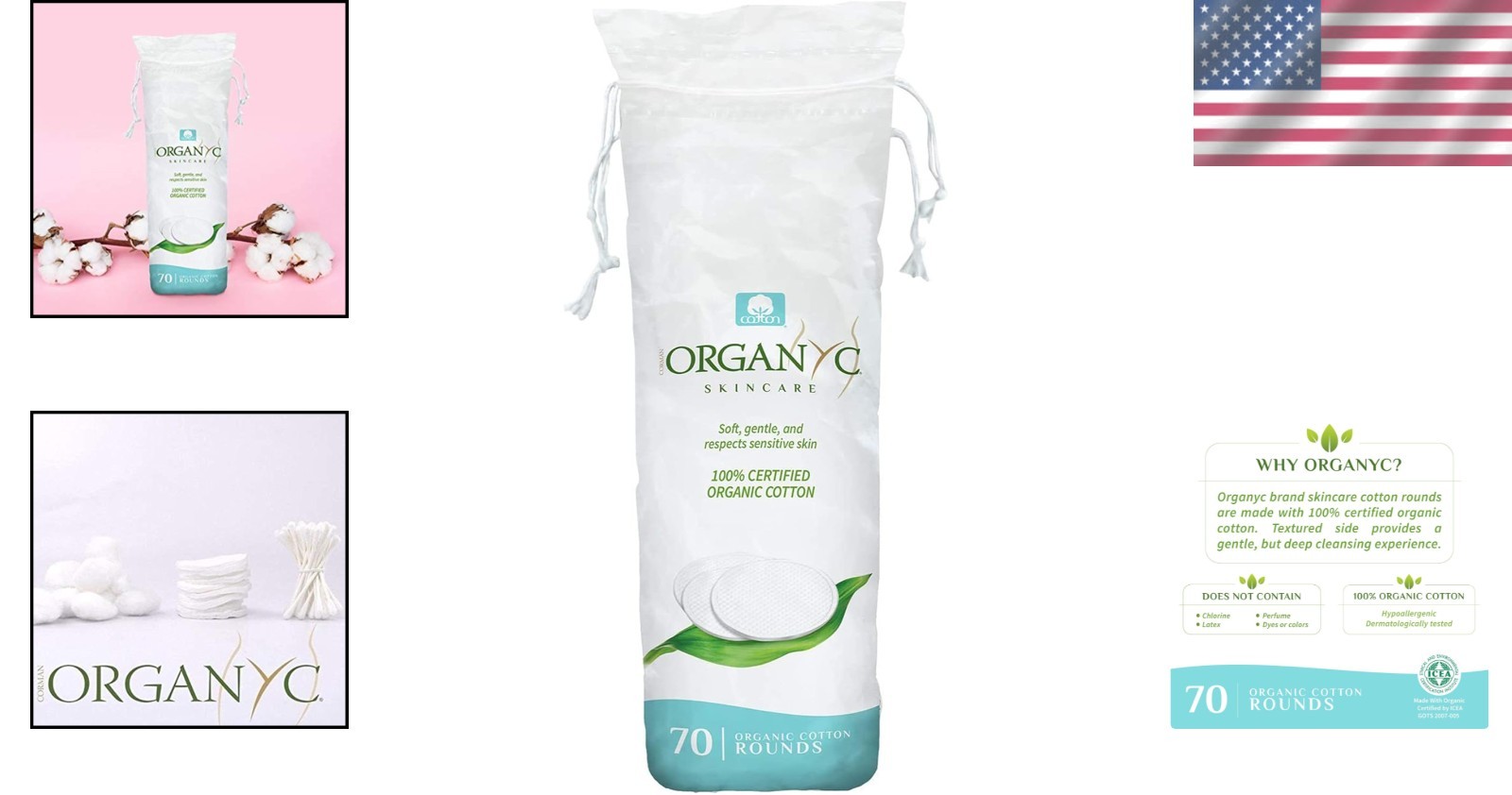 Eco-Friendly 100% Organic Cotton Rounds – 70 Count for Sensitive Skin Care