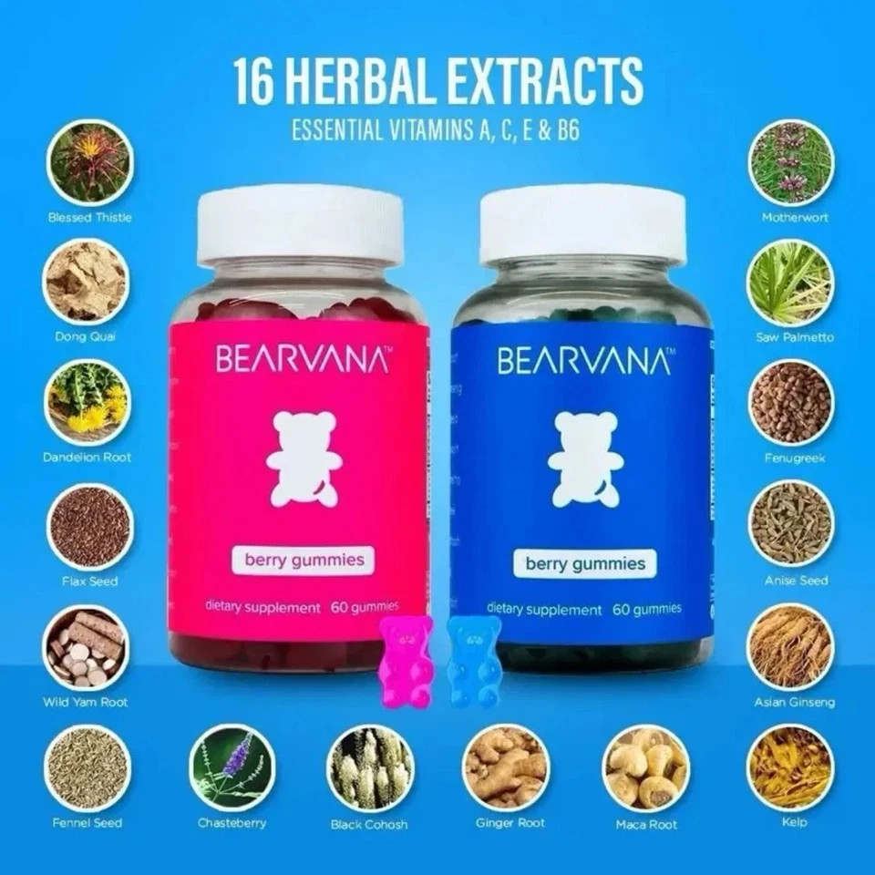 BEARVANA Combo Gummies – Women’s Support & Fitness Aid, Delicious Berry Flavor+*