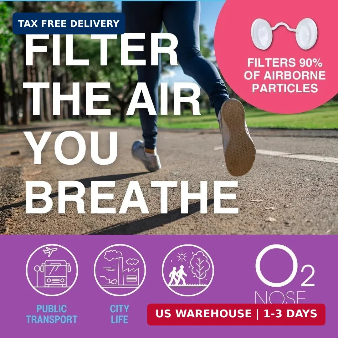 O2 Nose Filters with 3M Filtration – Nasal Screens for Allergies, Dust & Smoke –