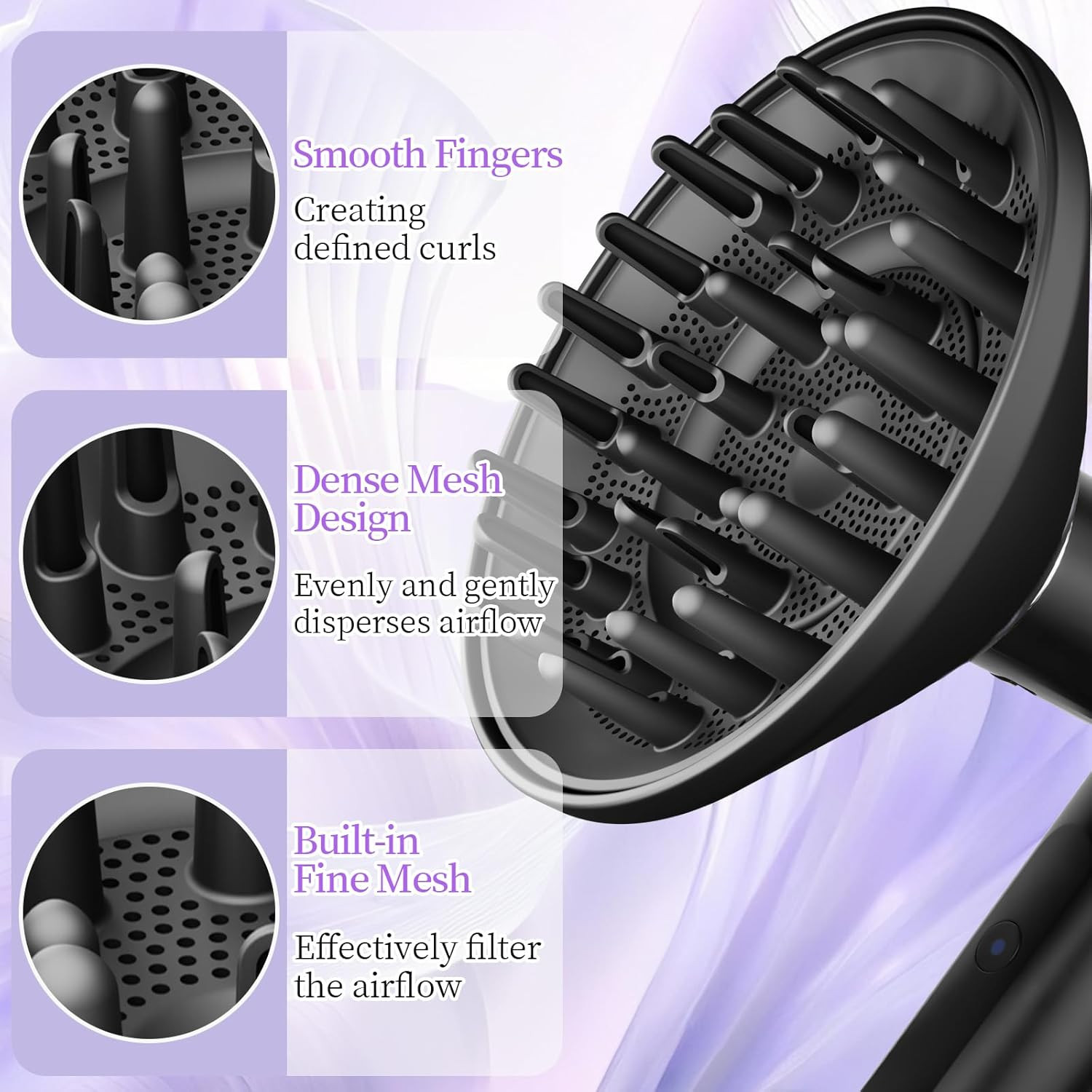 6-Inch Large Diffuser and 1.6In Long Hair Curling Barrel/Upgraded Large round Vo