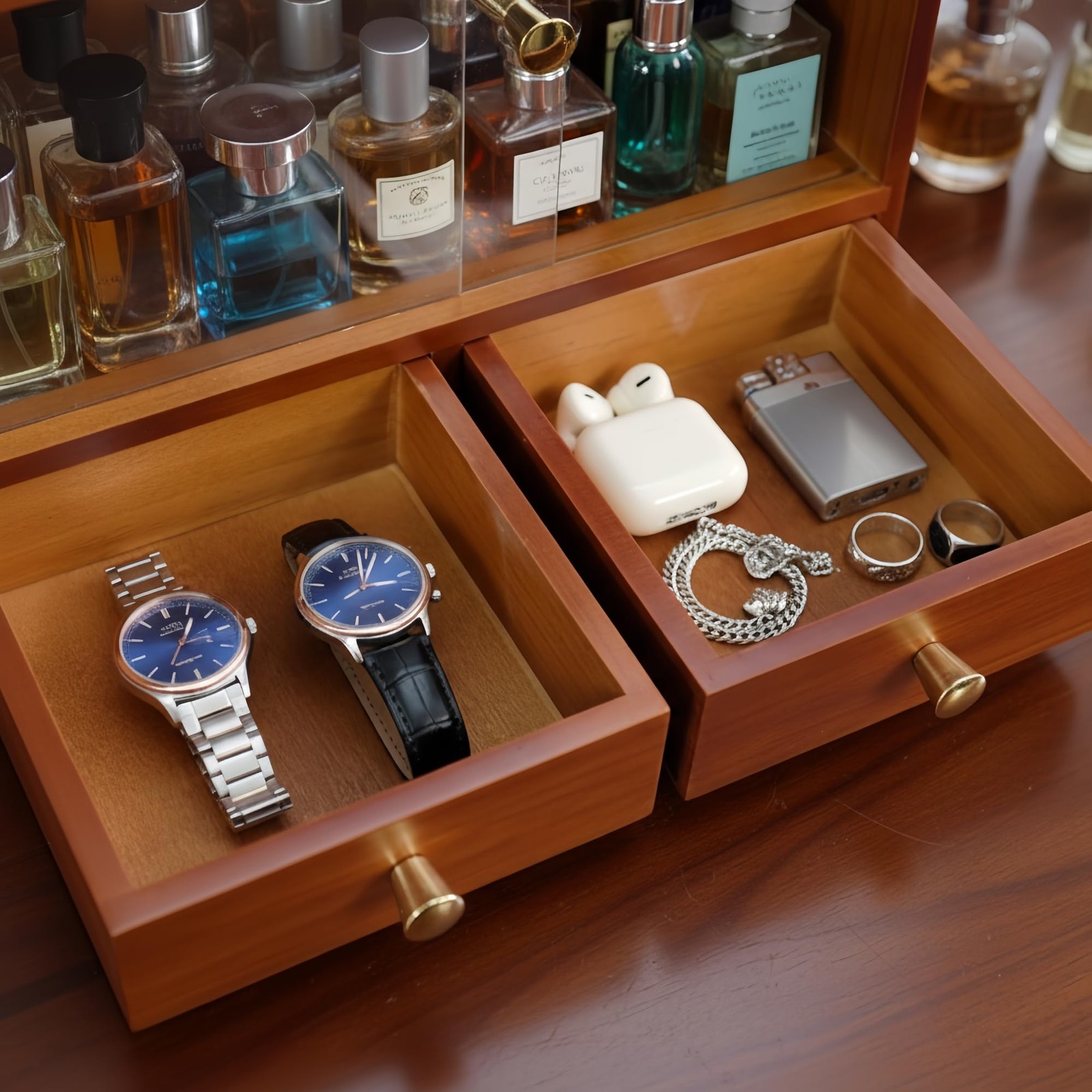 Wooden Cologne Organizer for Men for Dresser Countertop – Dust-Proof Perfume …