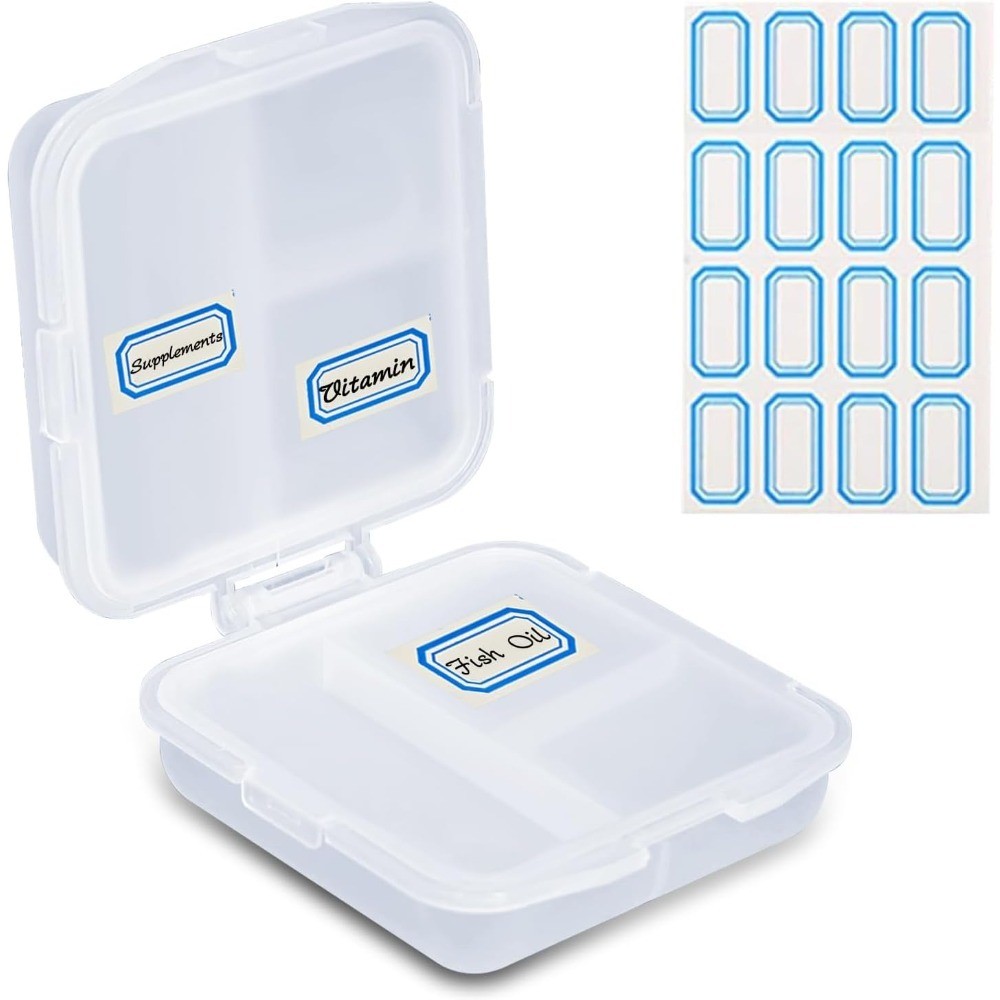 Portable 6 Compartment Pill Organizer Double Lock Travel Pill Box PP