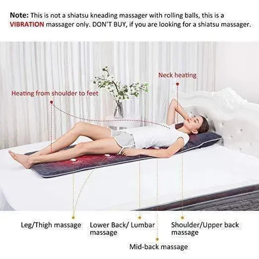 NEW Heated Vibration Massage Mat – Full Body Massage Pad with Memory Foam
