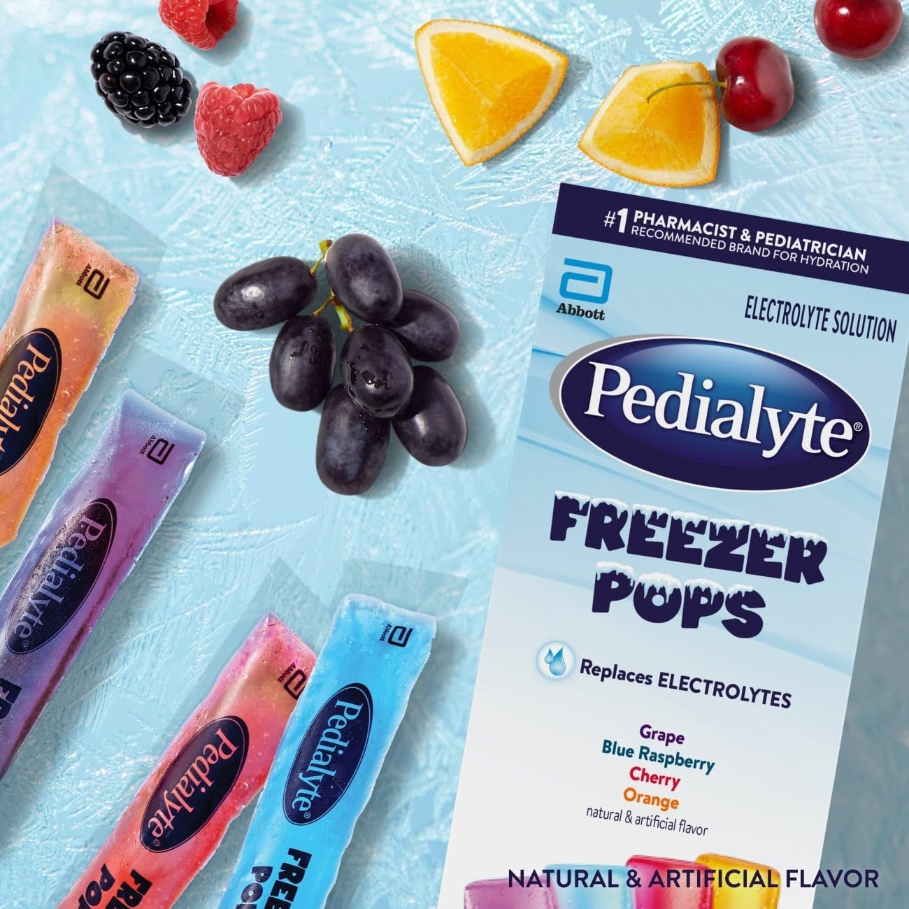 Pedialyte Electrolyte Solution Freezer Pops, Hydration Variety Pack— Grape, Blue