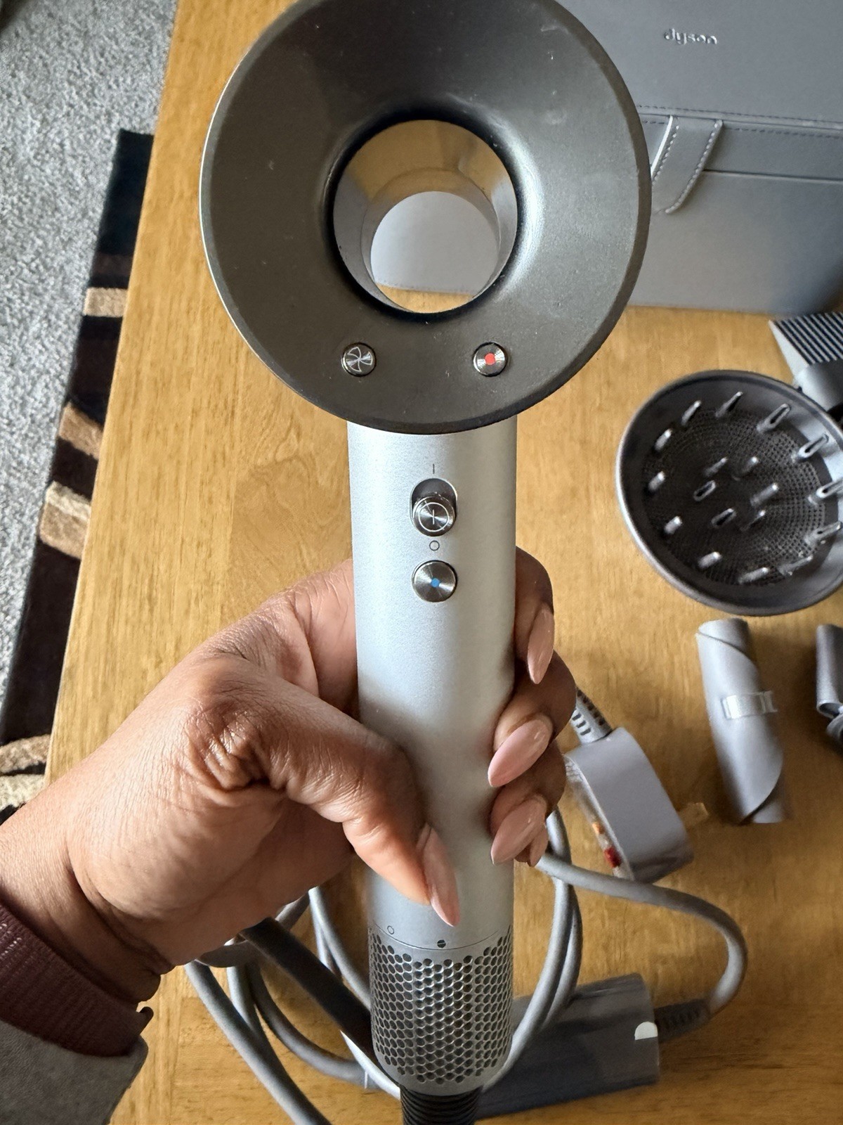 Dyson Supersonic HD08 Hair Dryer White/Silver Complete Set with Storage Case