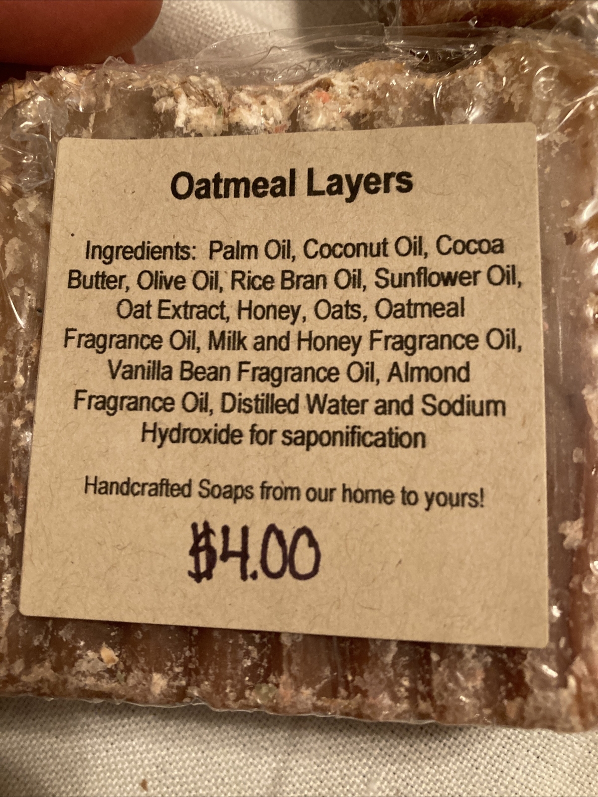 Oatmeal layers Handmade Bath Bar Soaps Sealed New Scented Free Fast ship