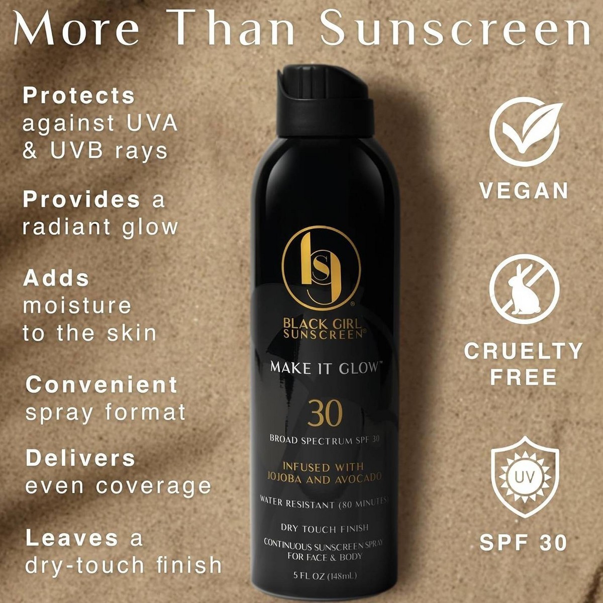 Black Girl Sunscreen Make It Glow Sunscreen Spray – SPF 30 – 3oz
