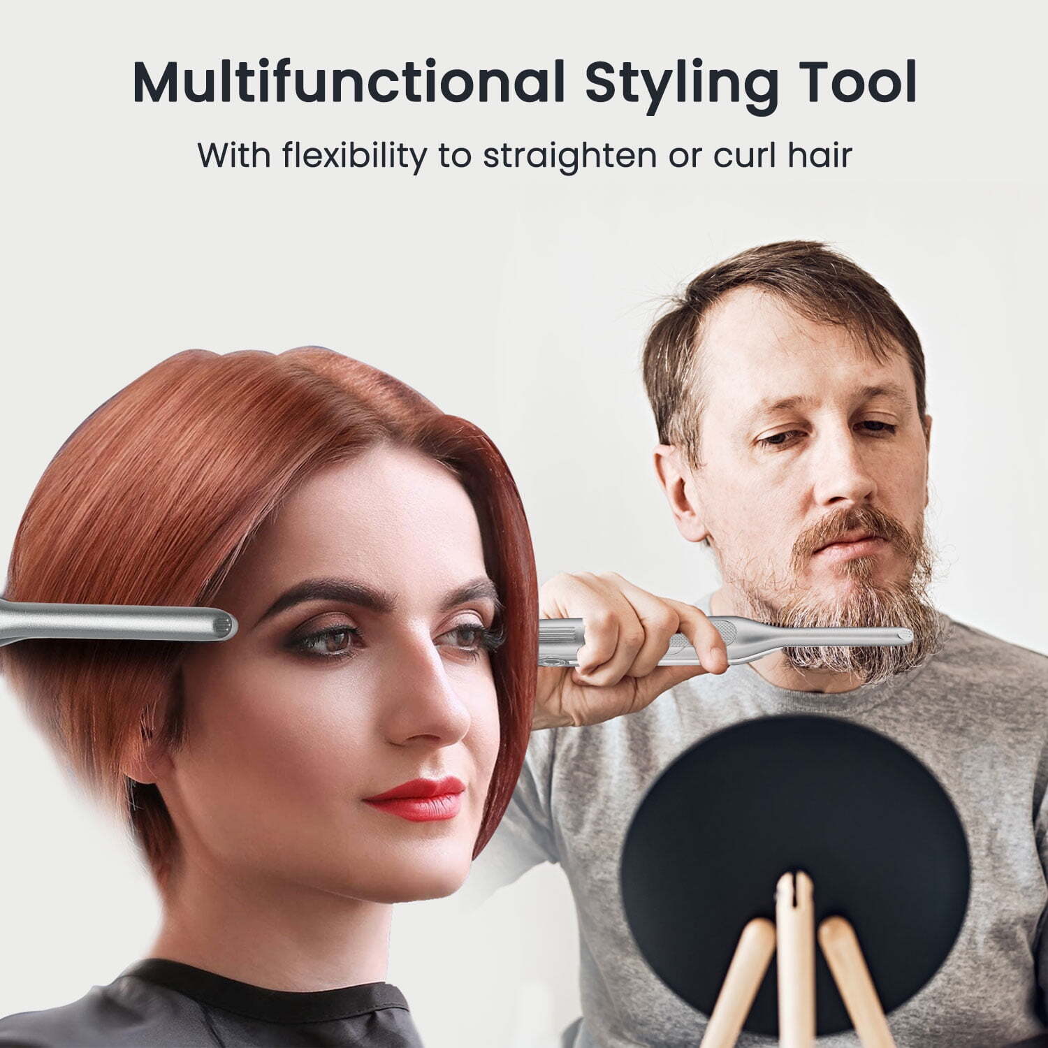 KIPOZI 3/10″ Titanium Mini Pencil Flat Iron Straightener Curler for Short Hair