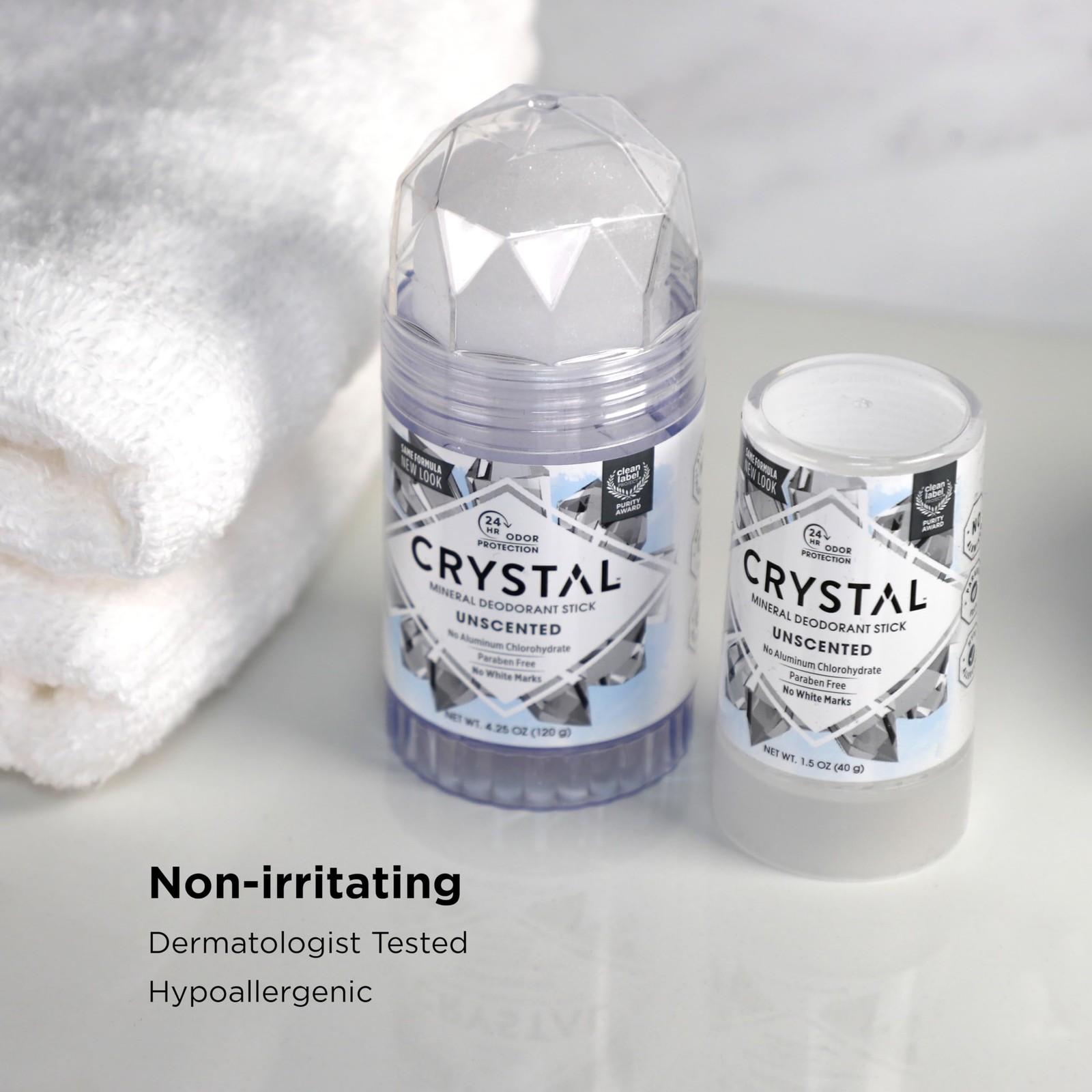 Crystal Mineral Deodorant Stick, Unscented 4.25 Ounce (Pack of 3), White